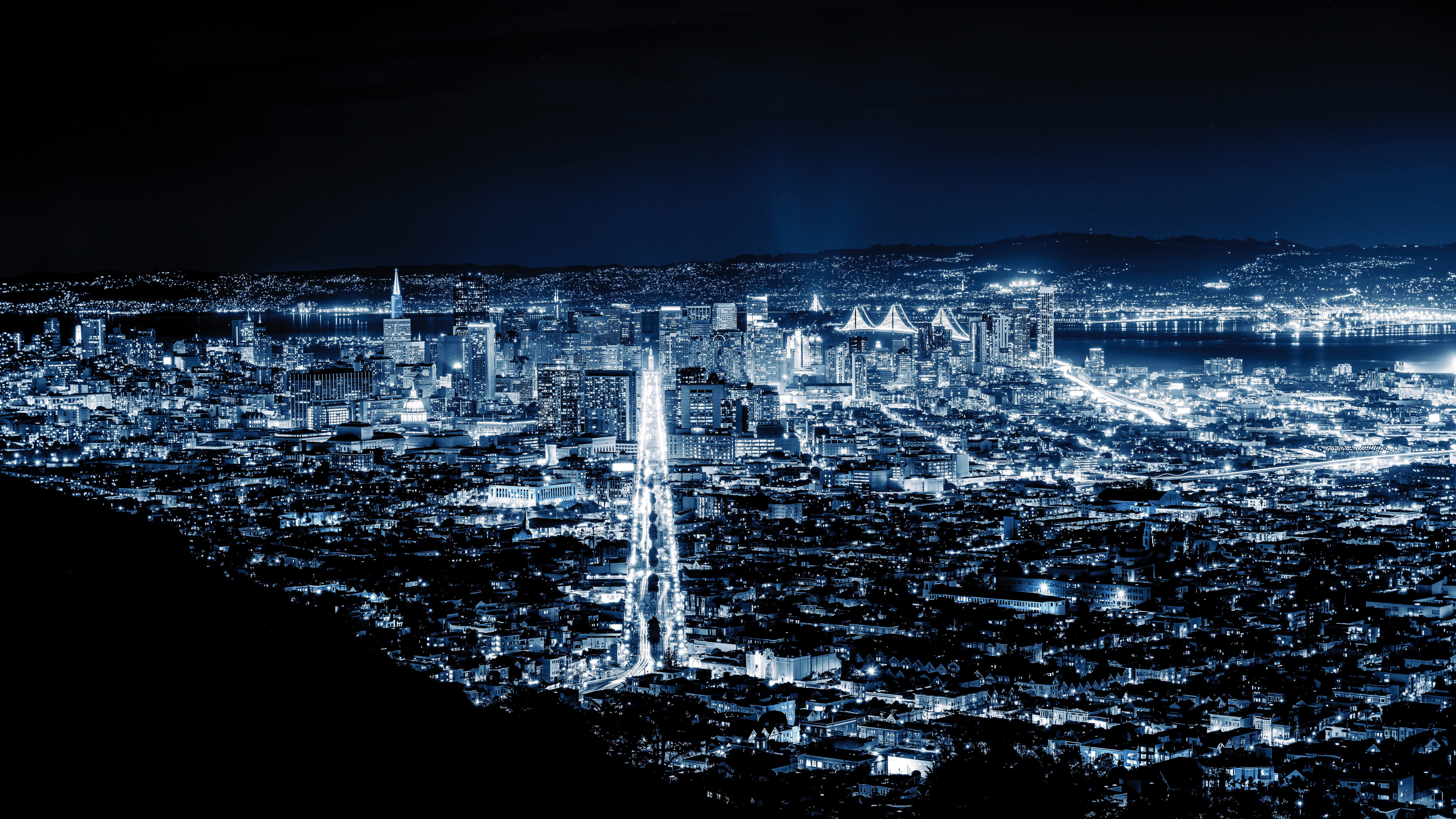 Скачать обои бесплатно Города, Ночь, Город, Свет, Сша, Городской Пейзаж, Сан Франциско, Сделано Человеком картинка на рабочий стол ПК