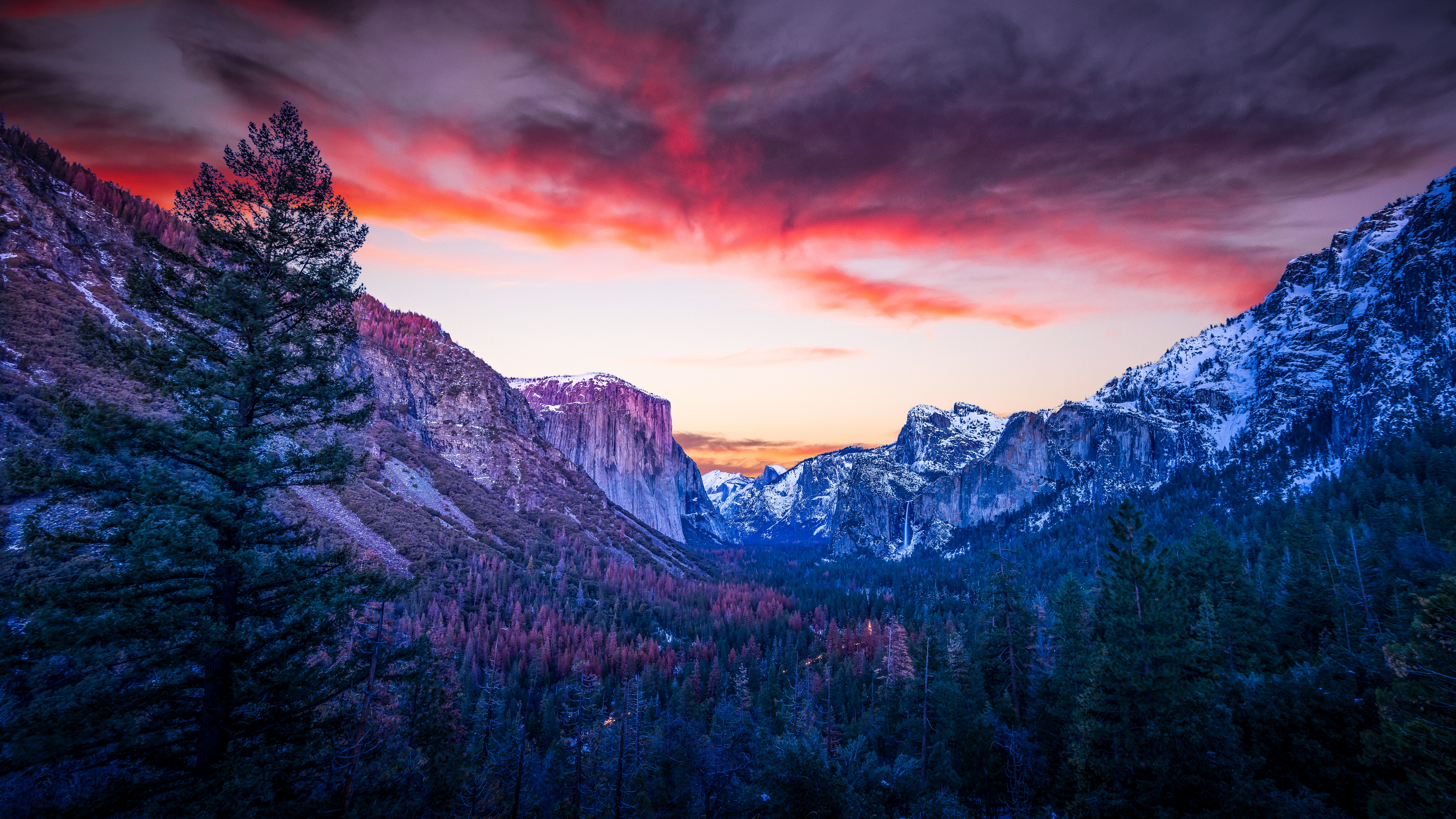 PCデスクトップに自然, 日没, 山脈, 雲, 峡谷, 森, 夕暮れ, 薄明, 森林画像を無料でダウンロード