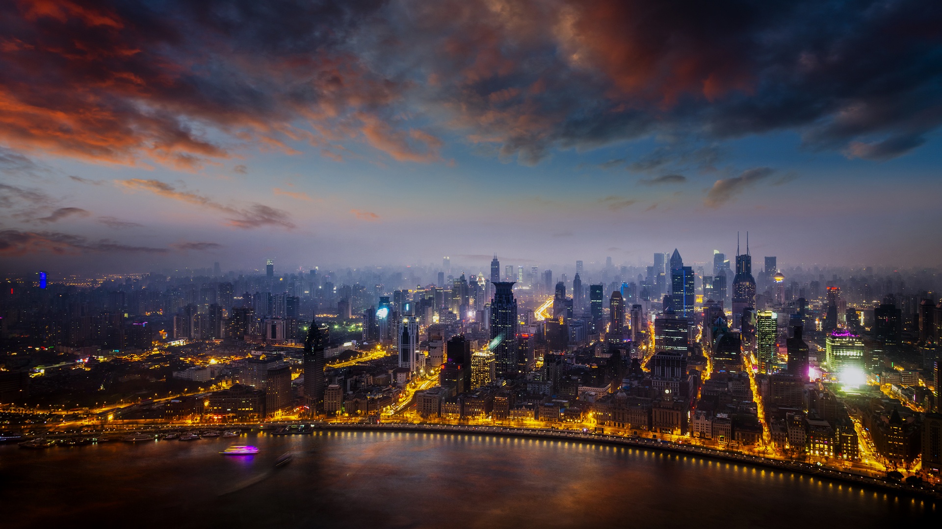 Laden Sie das Städte, Wolkenkratzer, Gebäude, Licht, Stadtbild, China, Nacht, Himmel, Menschengemacht, Großstadt, Schanghai-Bild kostenlos auf Ihren PC-Desktop herunter