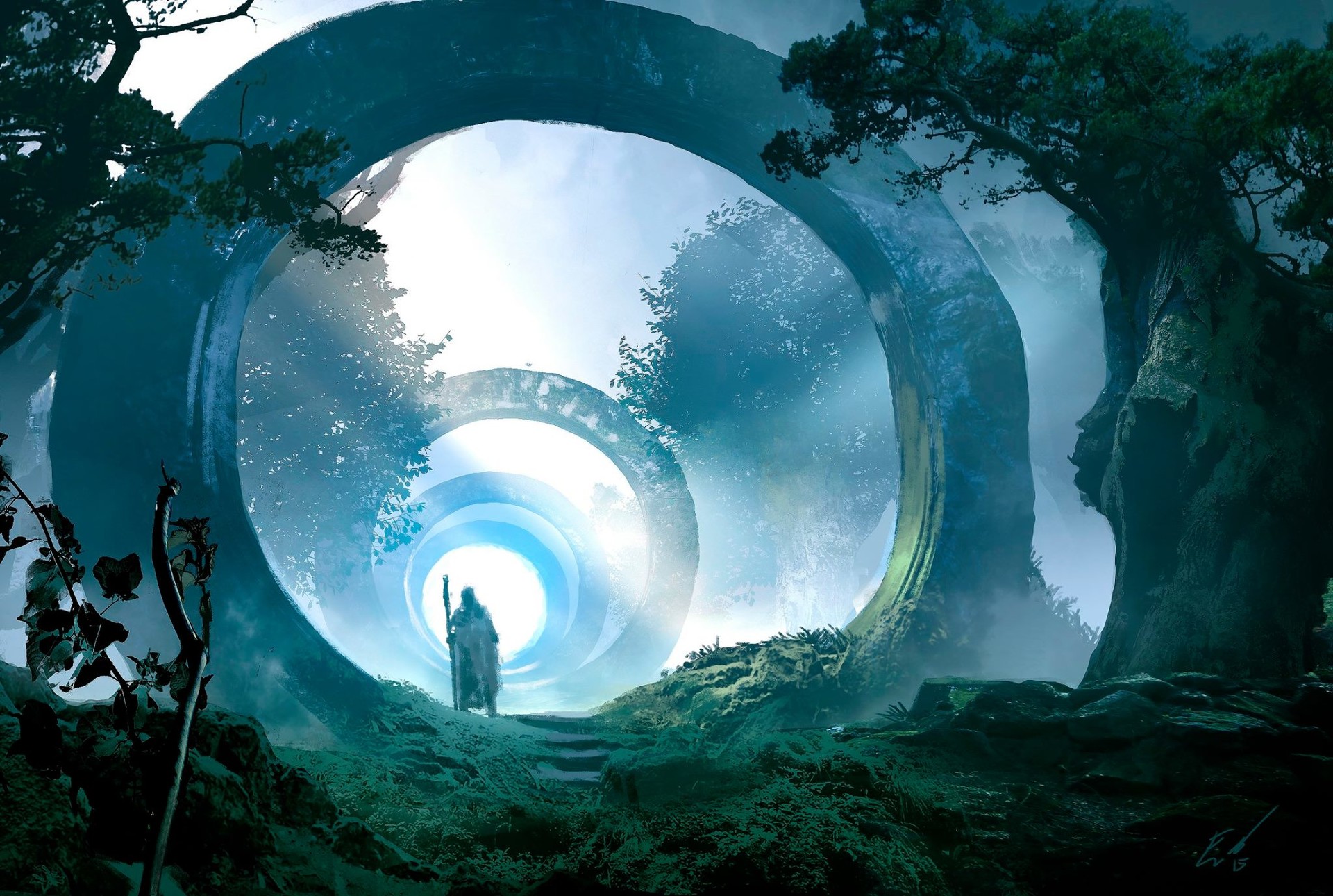Free download wallpaper Fantasy, Forest, Wizard on your PC desktop