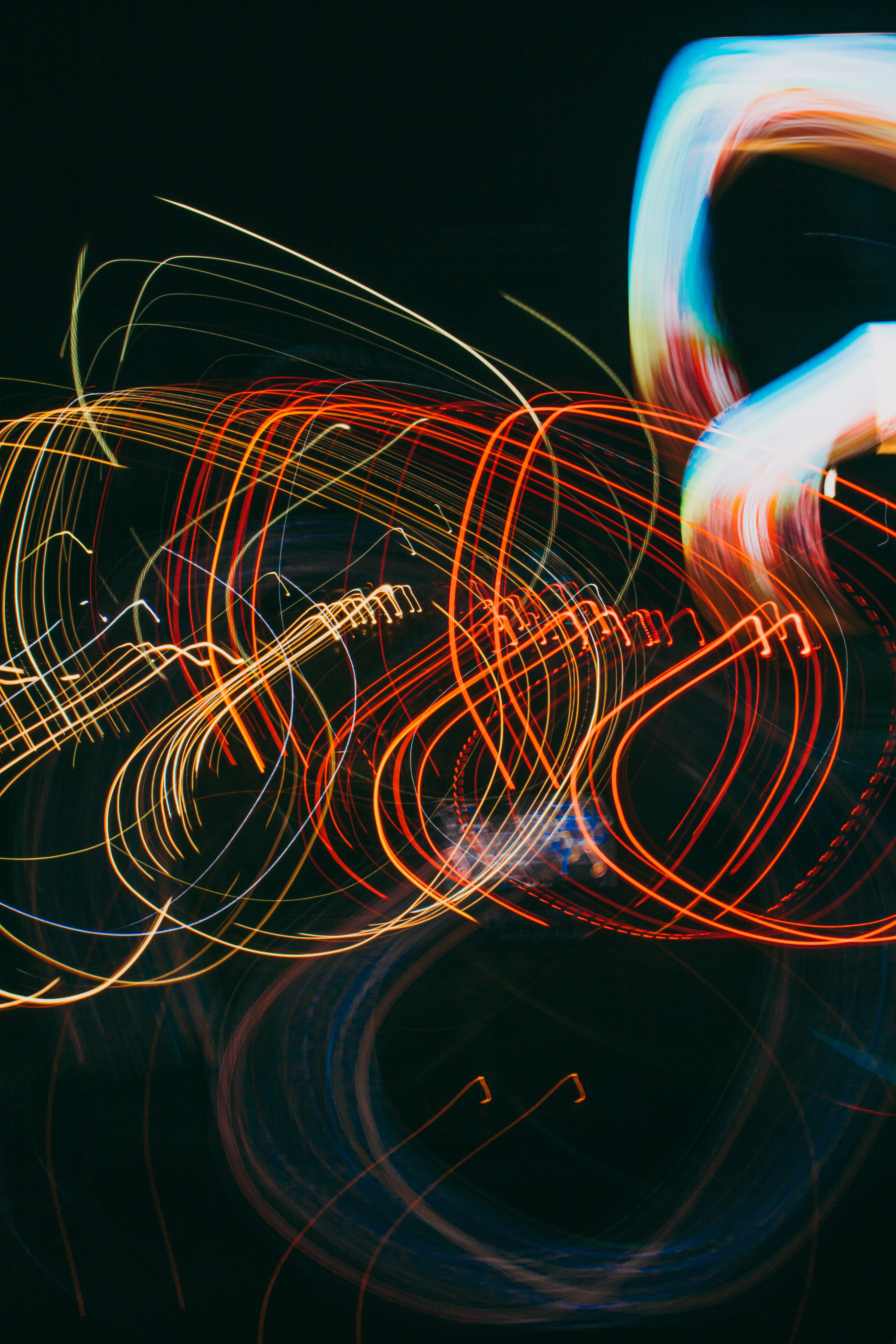 Download mobile wallpaper Long Exposure, Smooth, Light, Shine, Abstract, Lines, Blur for free.