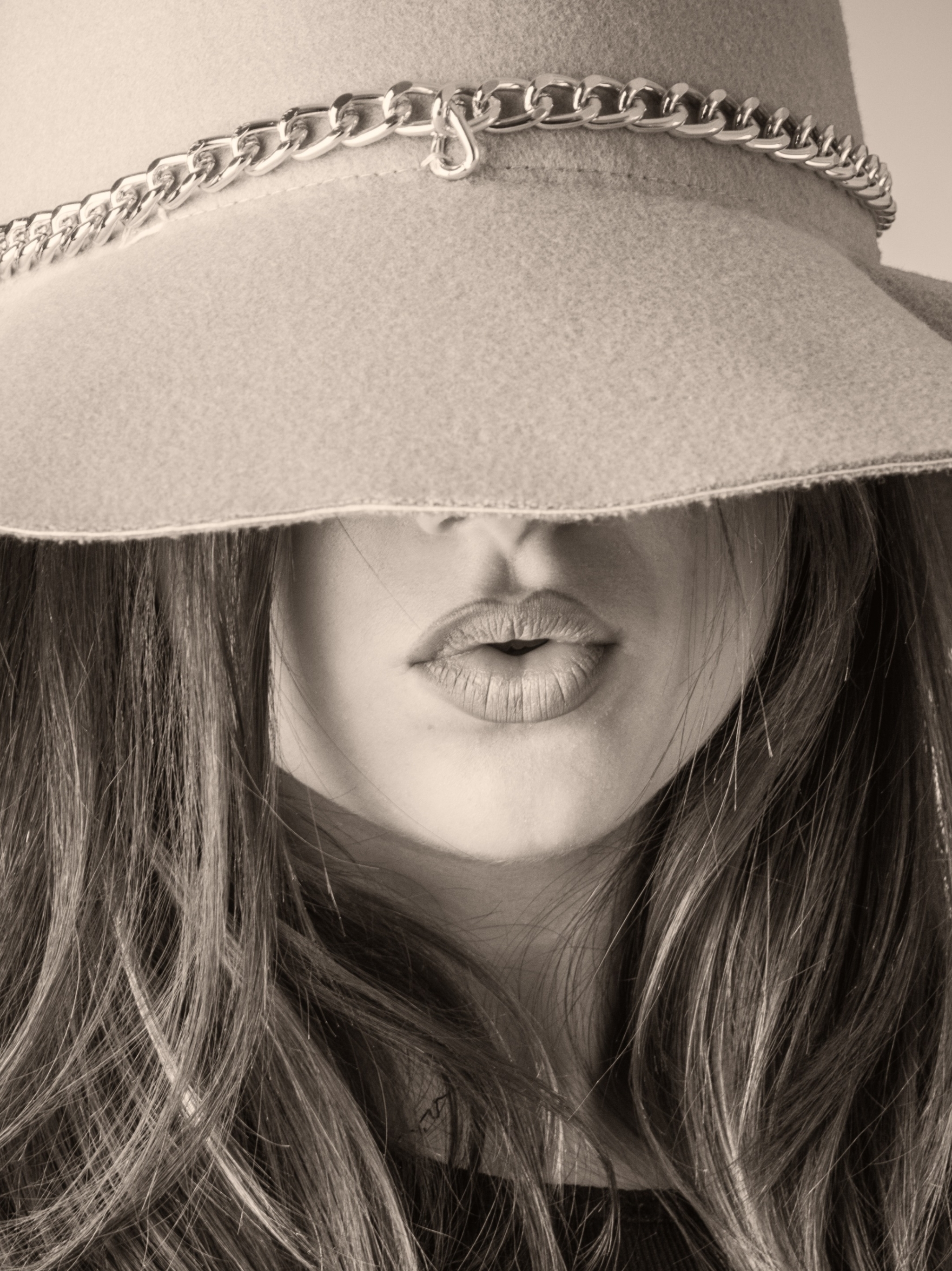 Download mobile wallpaper Hat, Photography, Sepia, Black & White for free.