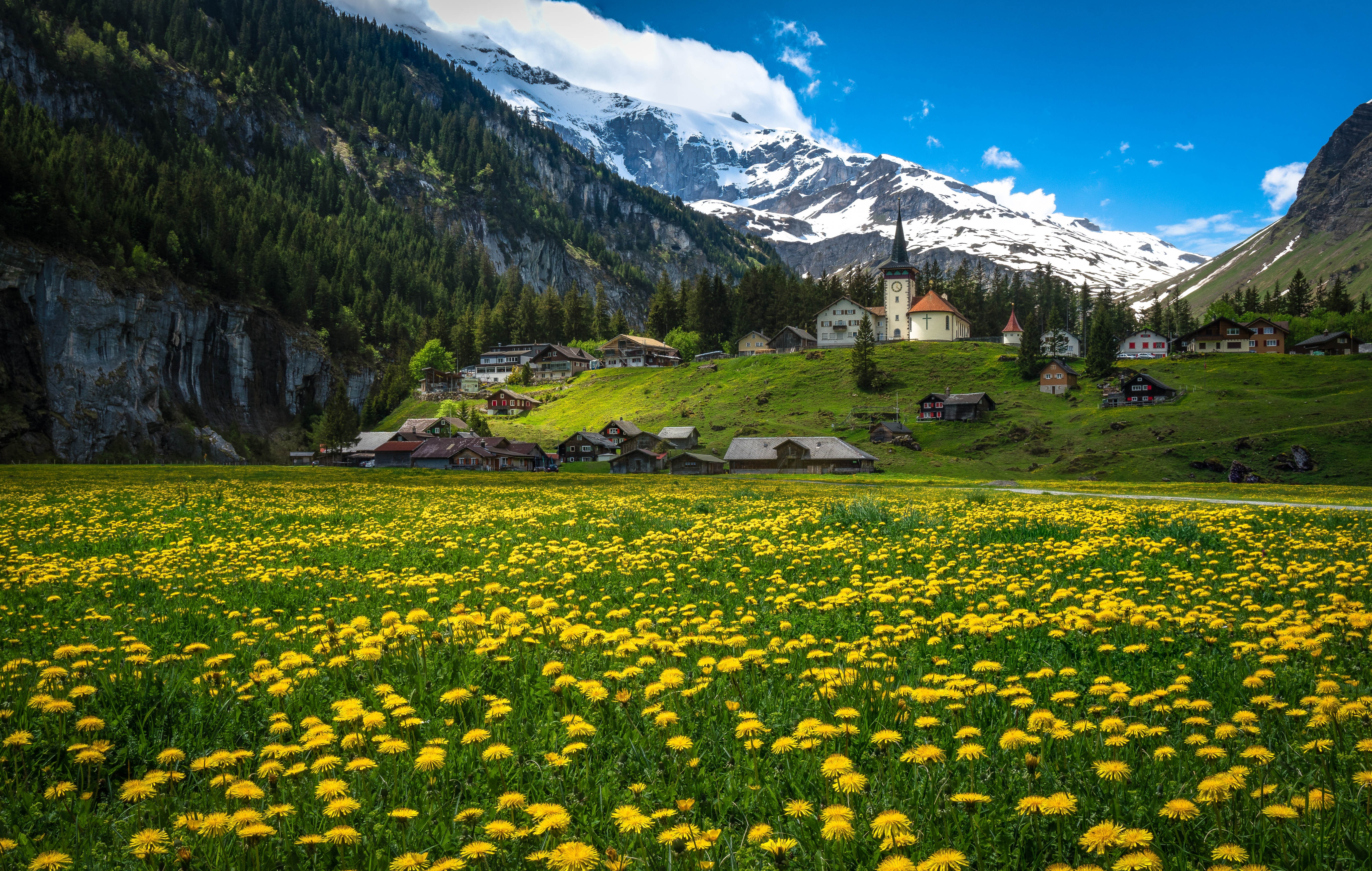 Laden Sie das Alpen, Dorf, Gebirge, Menschengemacht-Bild kostenlos auf Ihren PC-Desktop herunter
