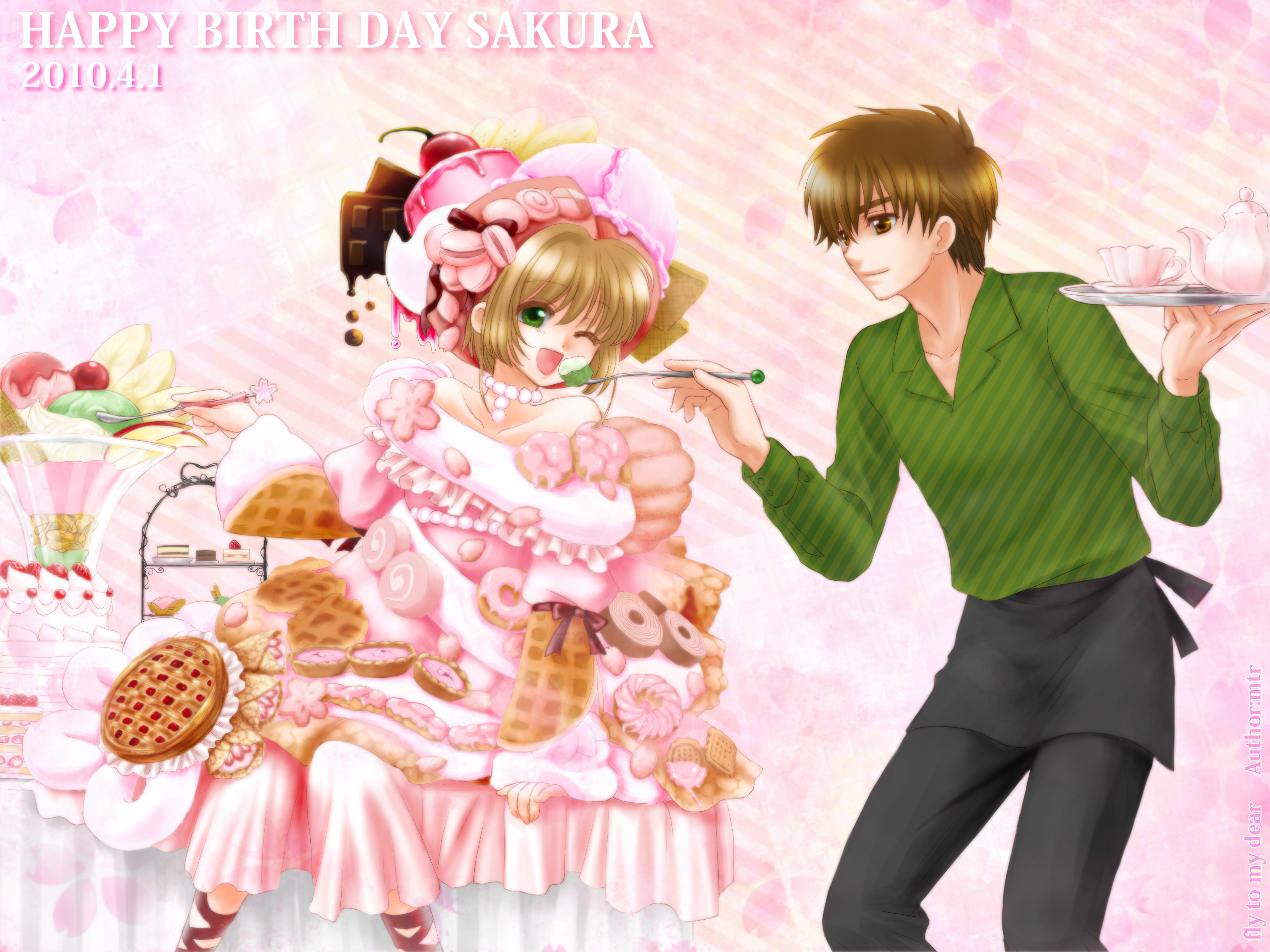 Laden Sie das Animes, Kadokyaputa Sakura, Sakura Kinomoto, Syaoran Li-Bild kostenlos auf Ihren PC-Desktop herunter