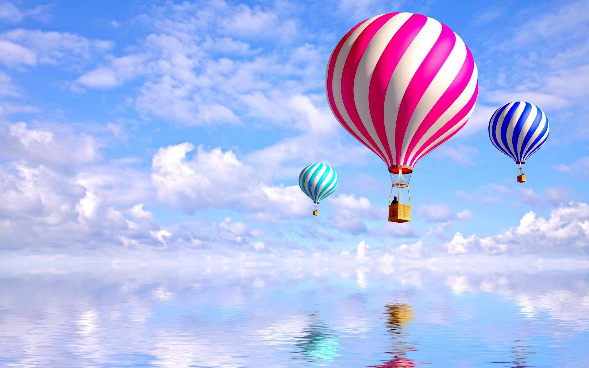 Free download wallpaper Sky, Landscape, Clouds, Balloons on your PC desktop