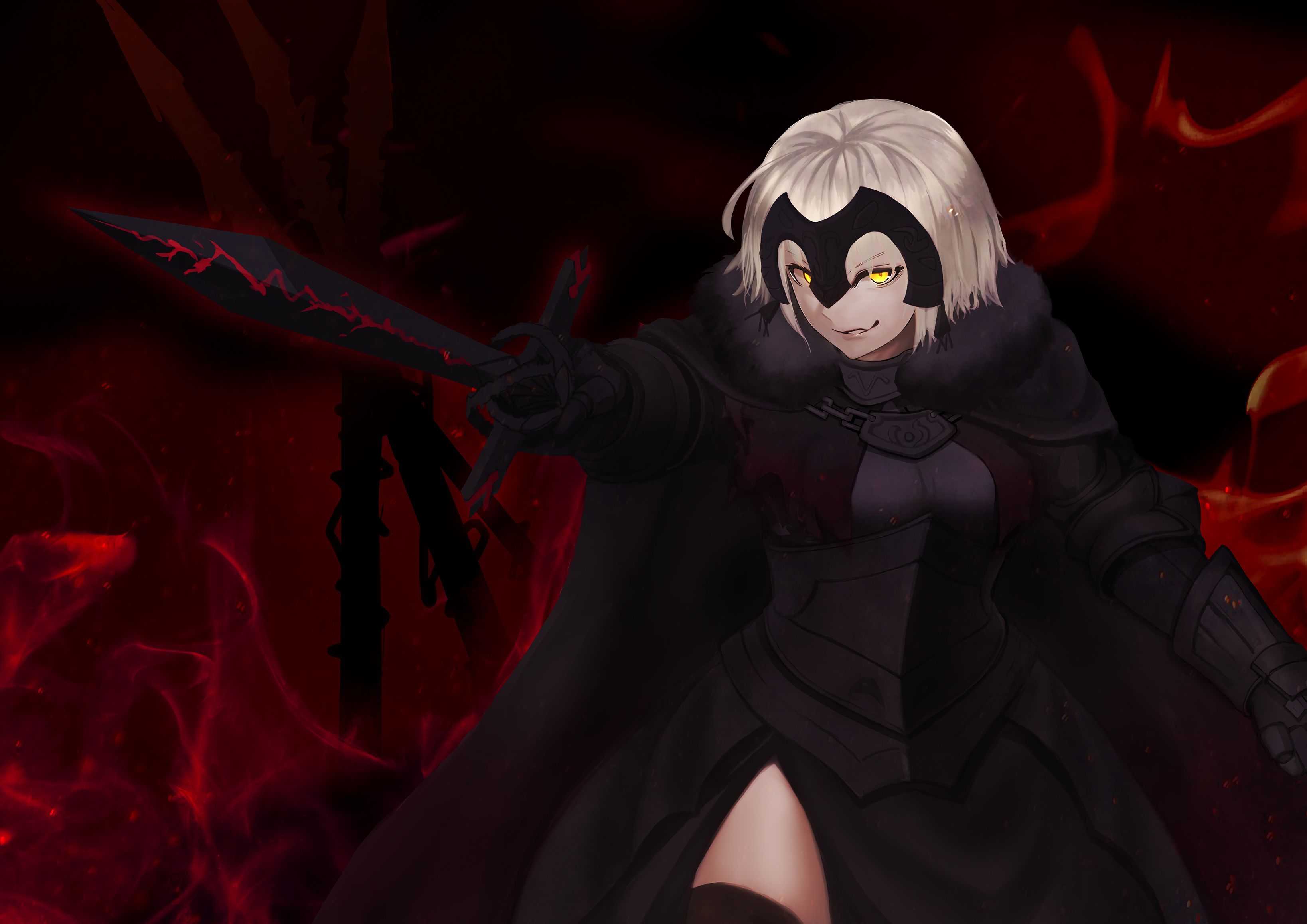 Free download wallpaper Anime, Blonde, Yellow Eyes, Sword, Short Hair, Woman Warrior, Fate/grand Order, Jeanne D'arc Alter, Avenger (Fate/grand Order), Fate Series on your PC desktop