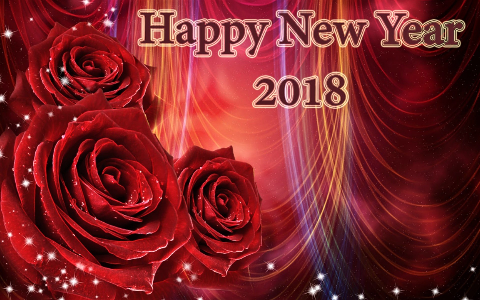 869857壁紙のダウンロードホリデー, 2018年新年, 花, あけましておめでとう, 新年, 赤いバラ-スクリーンセーバーと写真を無料で