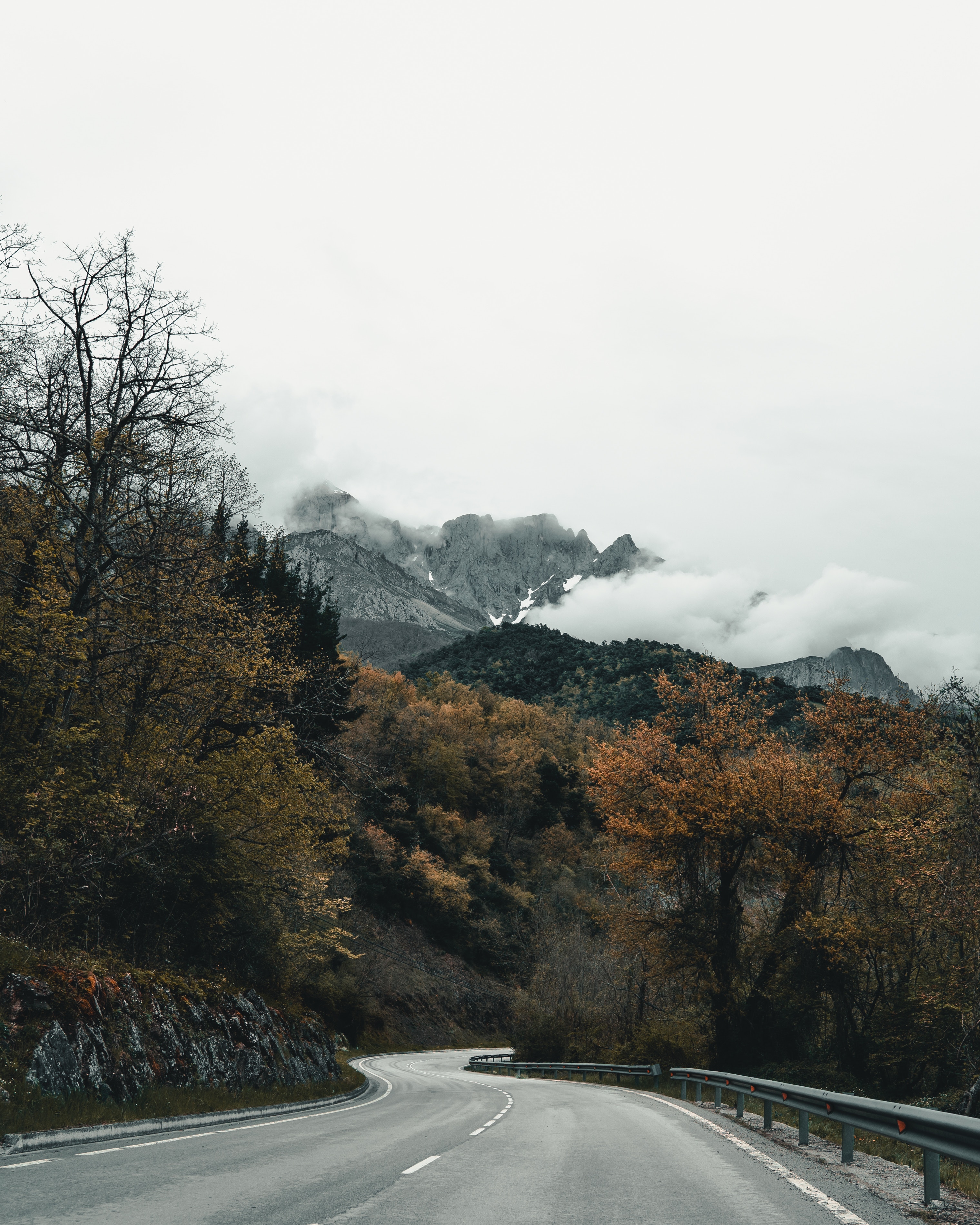 Free download wallpaper Nature, Mountains, Clouds, Road, Trees, Turn on your PC desktop