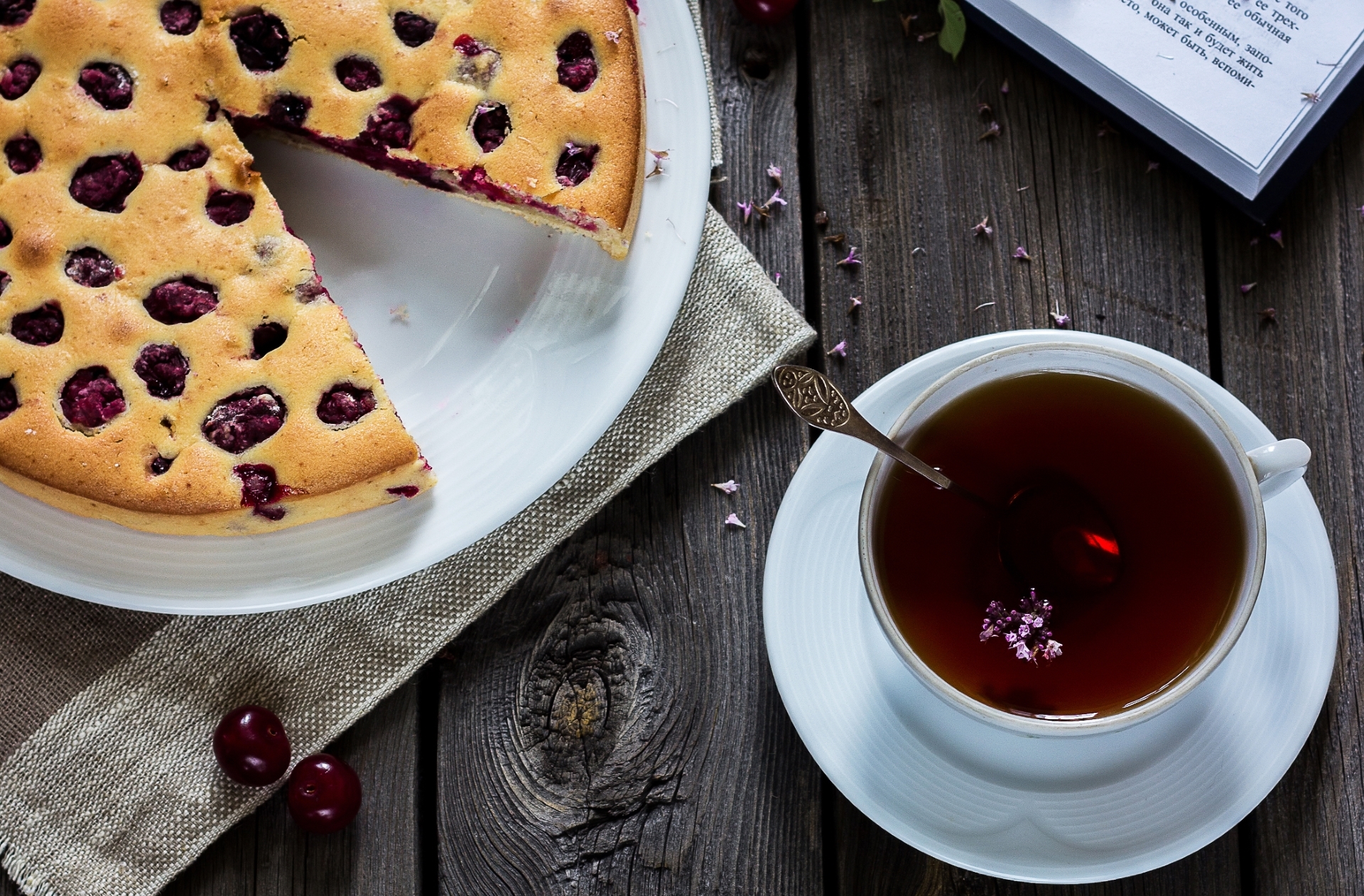 Free download wallpaper Food, Still Life, Cup, Tea, Pie on your PC desktop