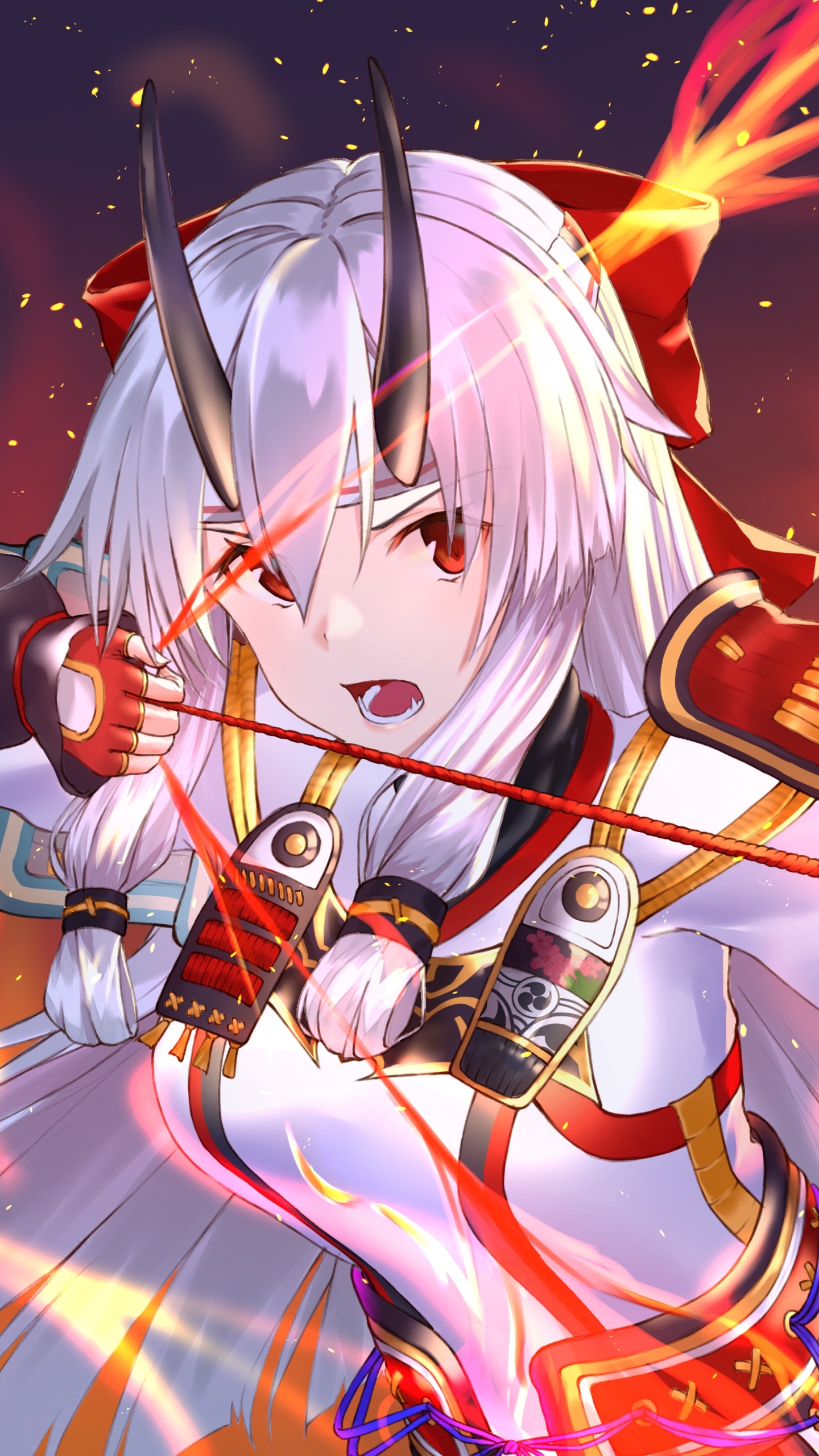 Free download wallpaper Anime, Horns, Red Eyes, White Hair, Fate/grand Order, Tomoe Gozen (Fate/grand Order), Fate Series on your PC desktop