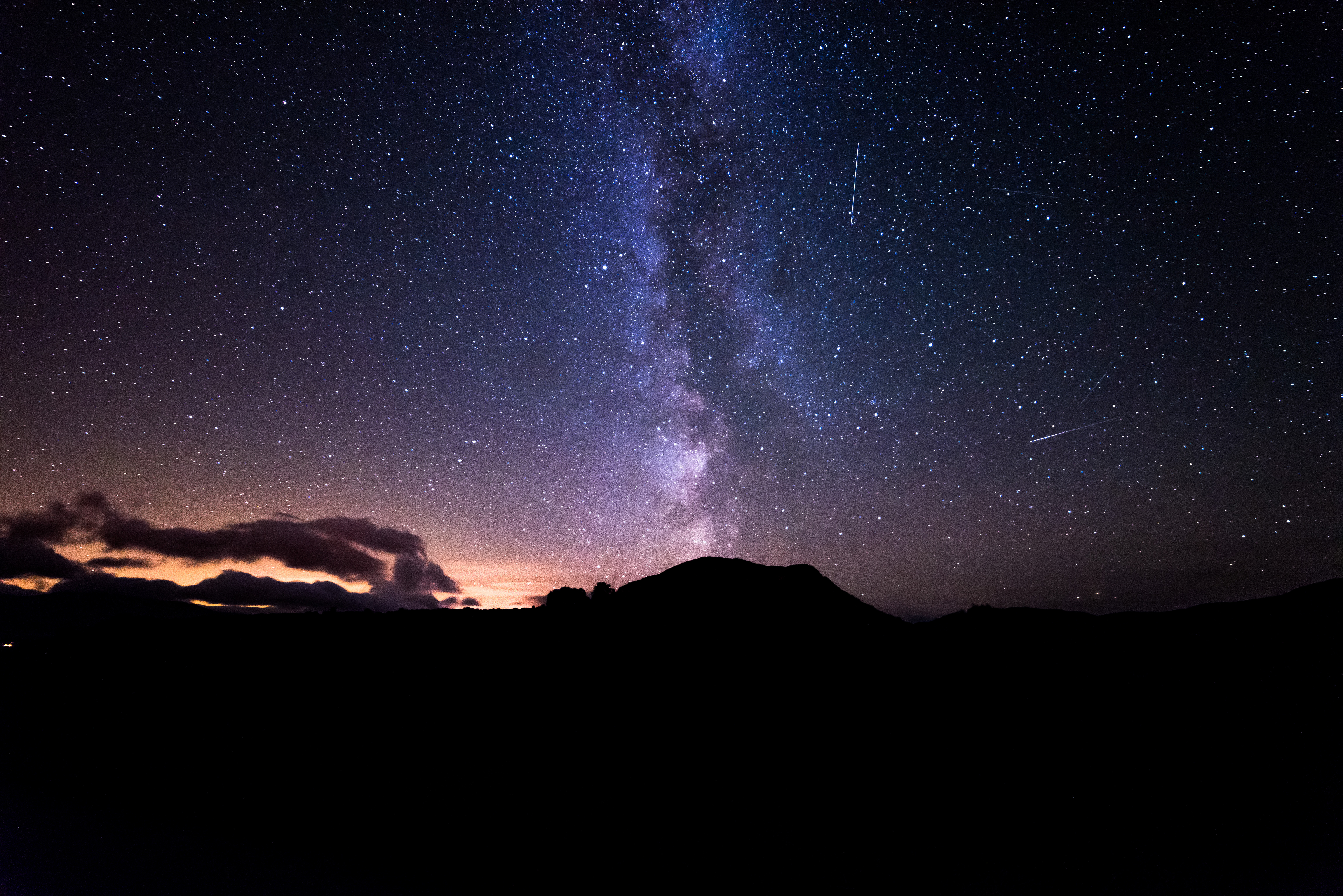 Download mobile wallpaper Stars, Hill, Nature, Starry Sky for free.