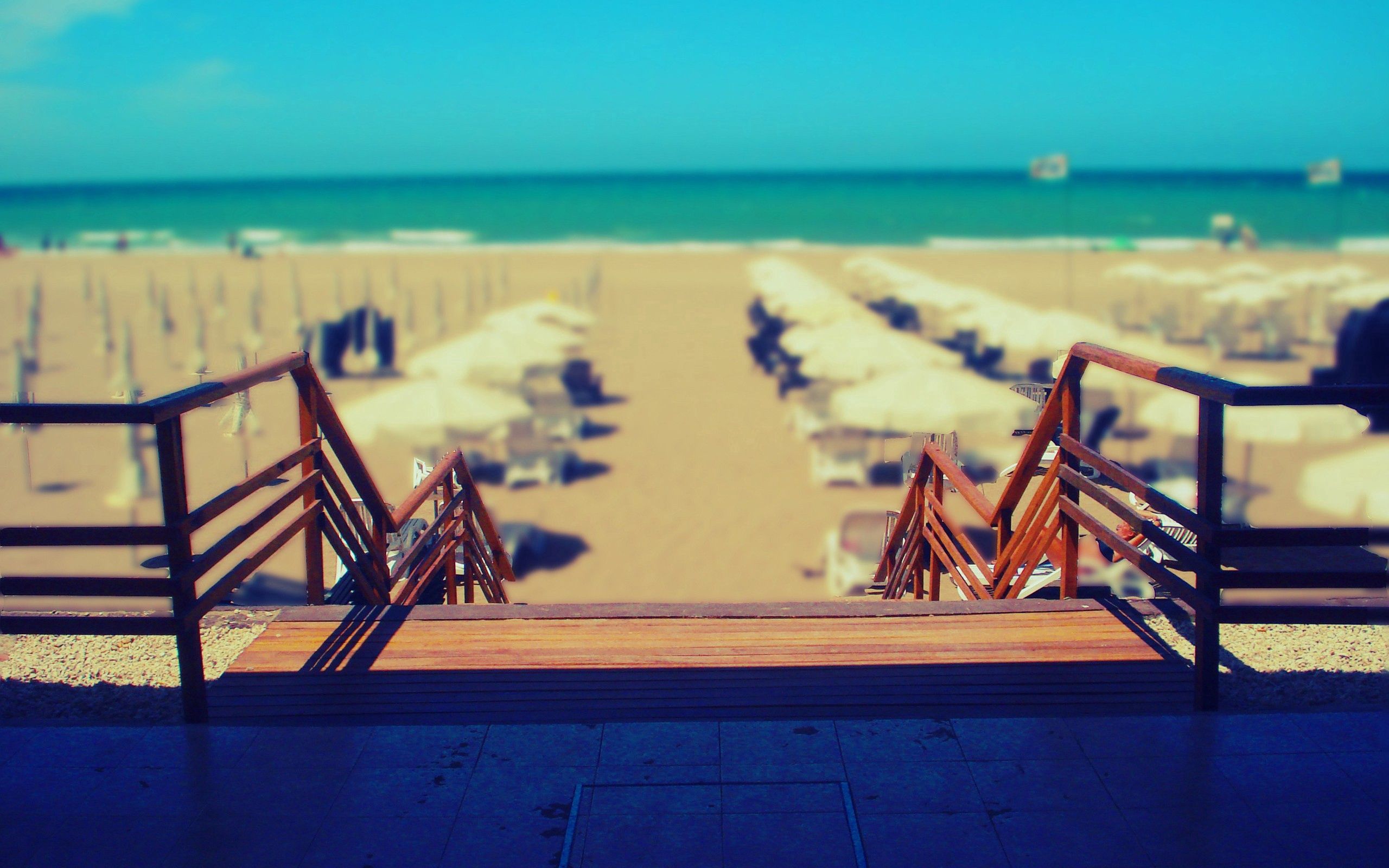 sun, beach, sand, miscellanea, miscellaneous, stairs, ladder, sun loungers, sun beds