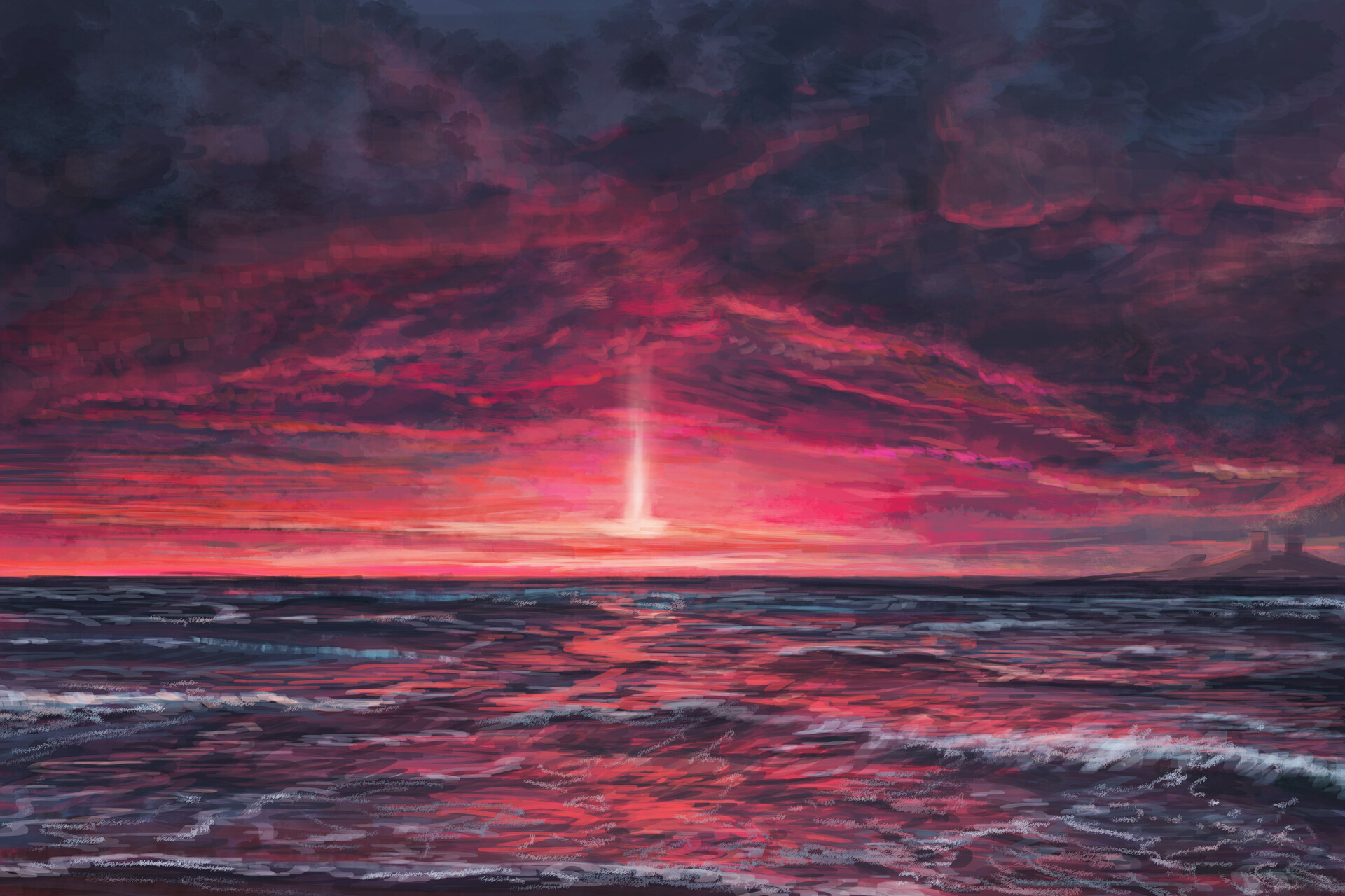 Free download wallpaper Sunset, Sea, Ocean, Artistic, Cloud on your PC desktop