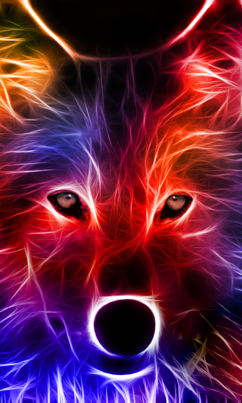 無料モバイル壁紙動物, オオカミ, フラクタル, 狼, カラフルをダウンロードします。
