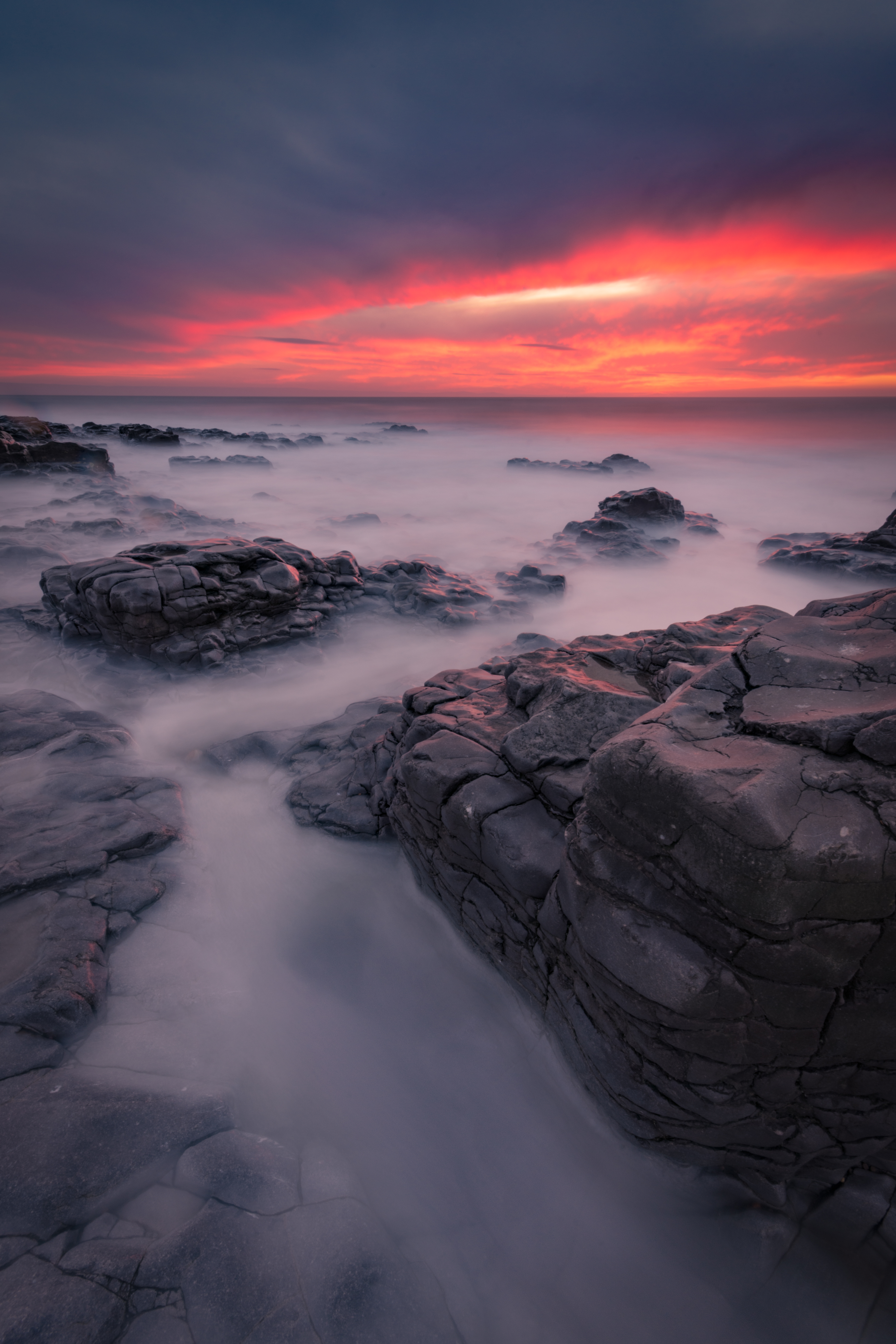 Laden Sie das Natur, Sunset, Stones, Horizont, Küste, Sea-Bild kostenlos auf Ihren PC-Desktop herunter