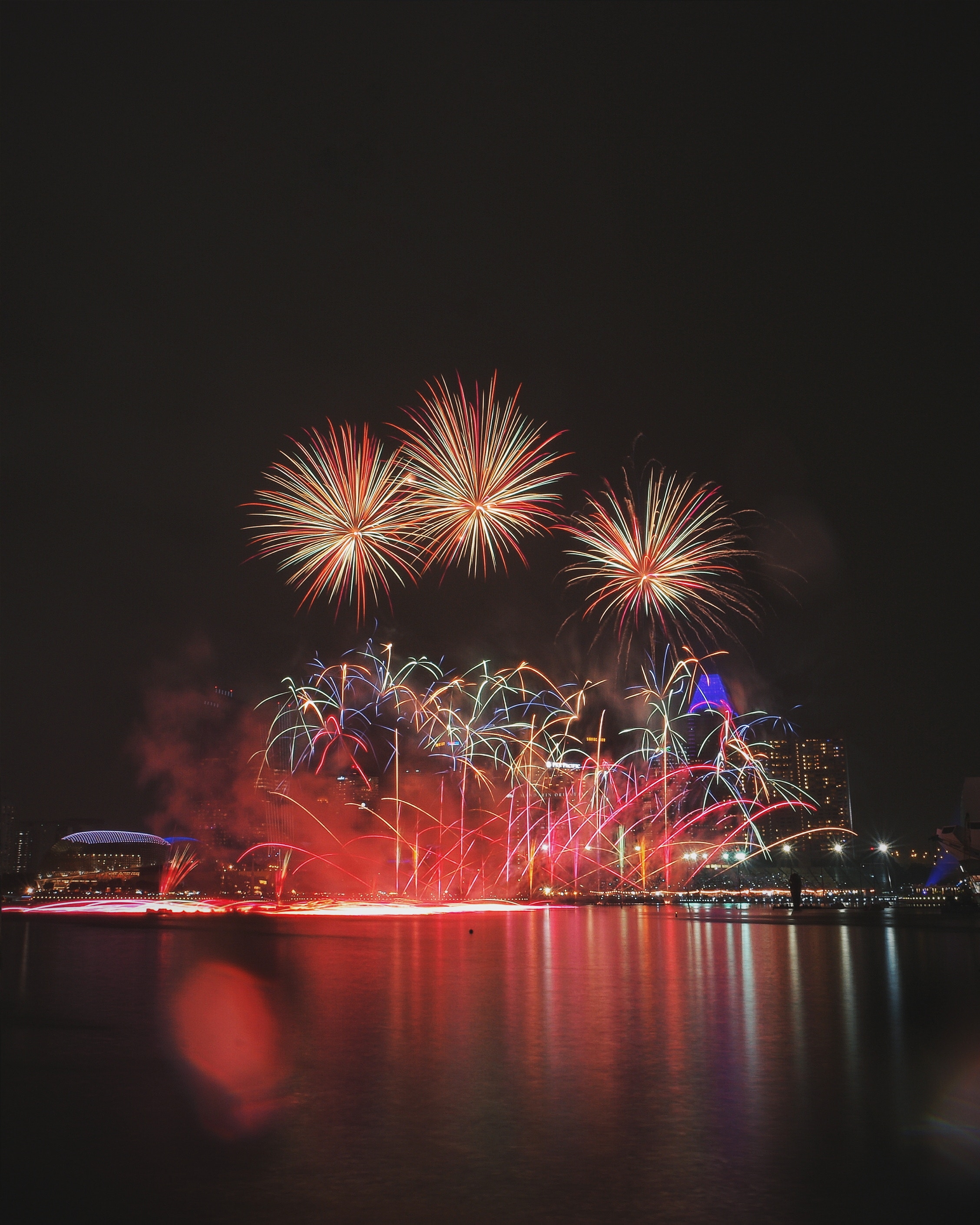 fireworks, holidays, salute, holiday, night city, singapore, firework