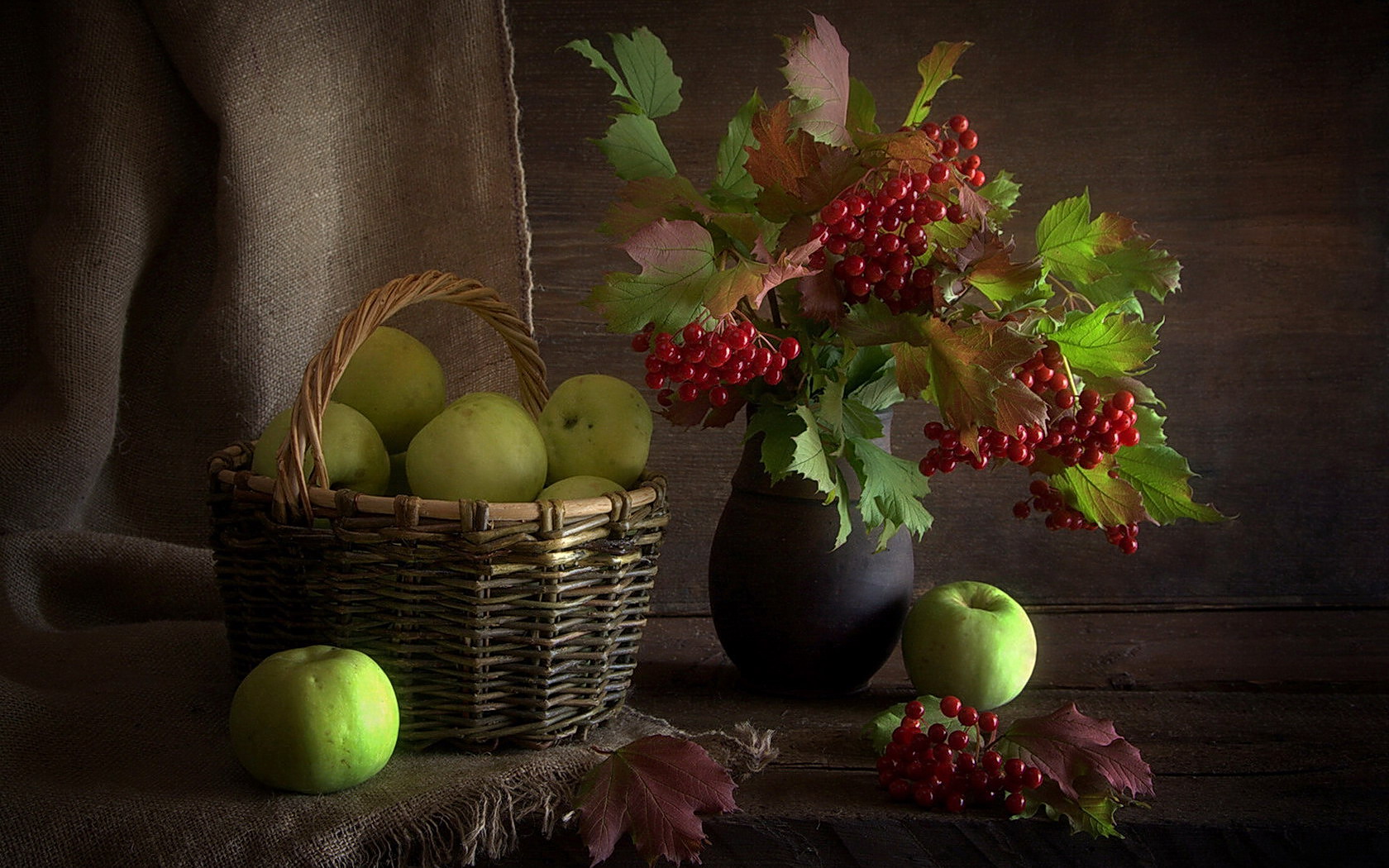 Laden Sie das Blatt, Frucht, Vase, Korb, Apfel, Fotografie, Stillleben-Bild kostenlos auf Ihren PC-Desktop herunter