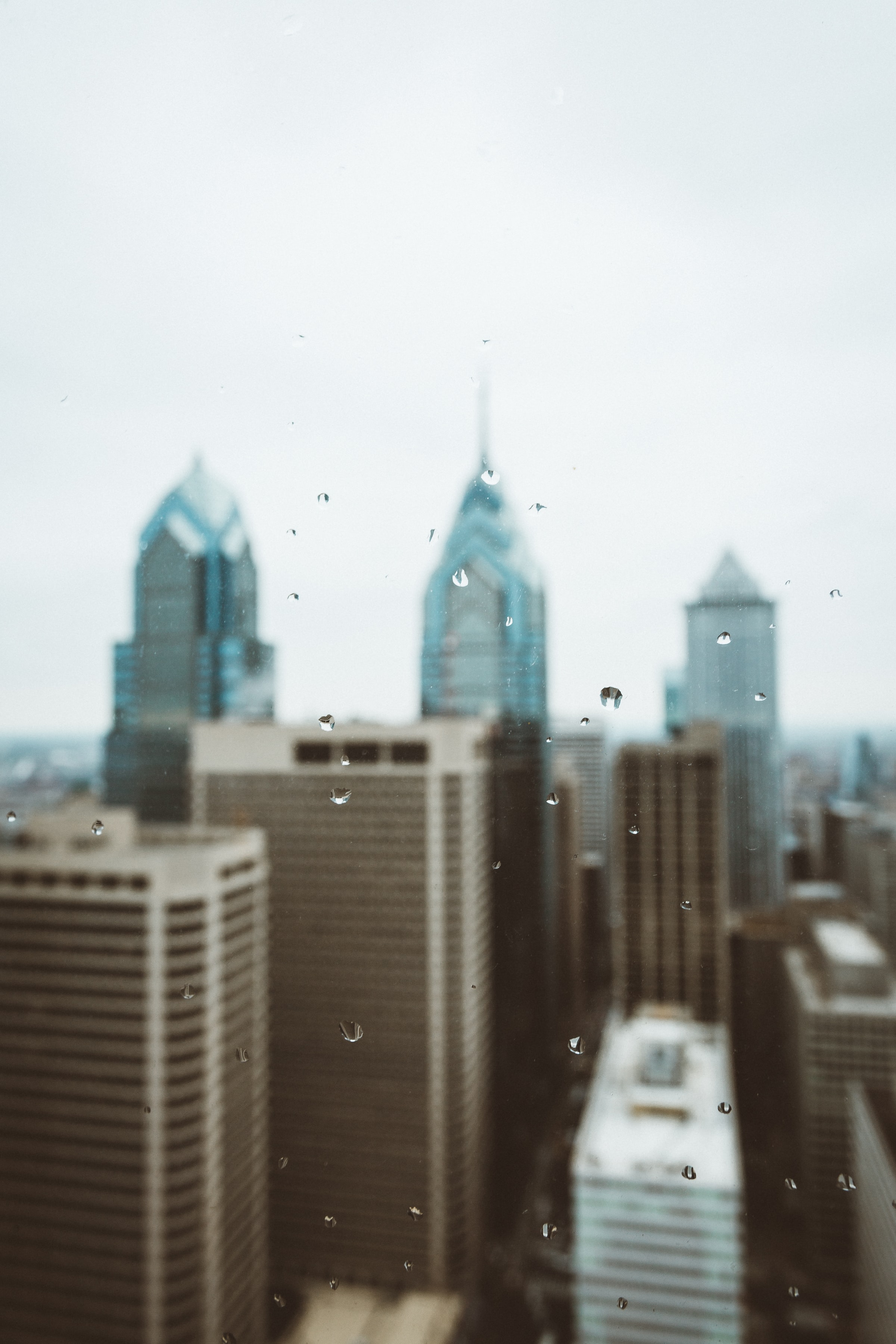 drops, building, miscellanea, miscellaneous, blur, smooth, skyscrapers, tower, towers
