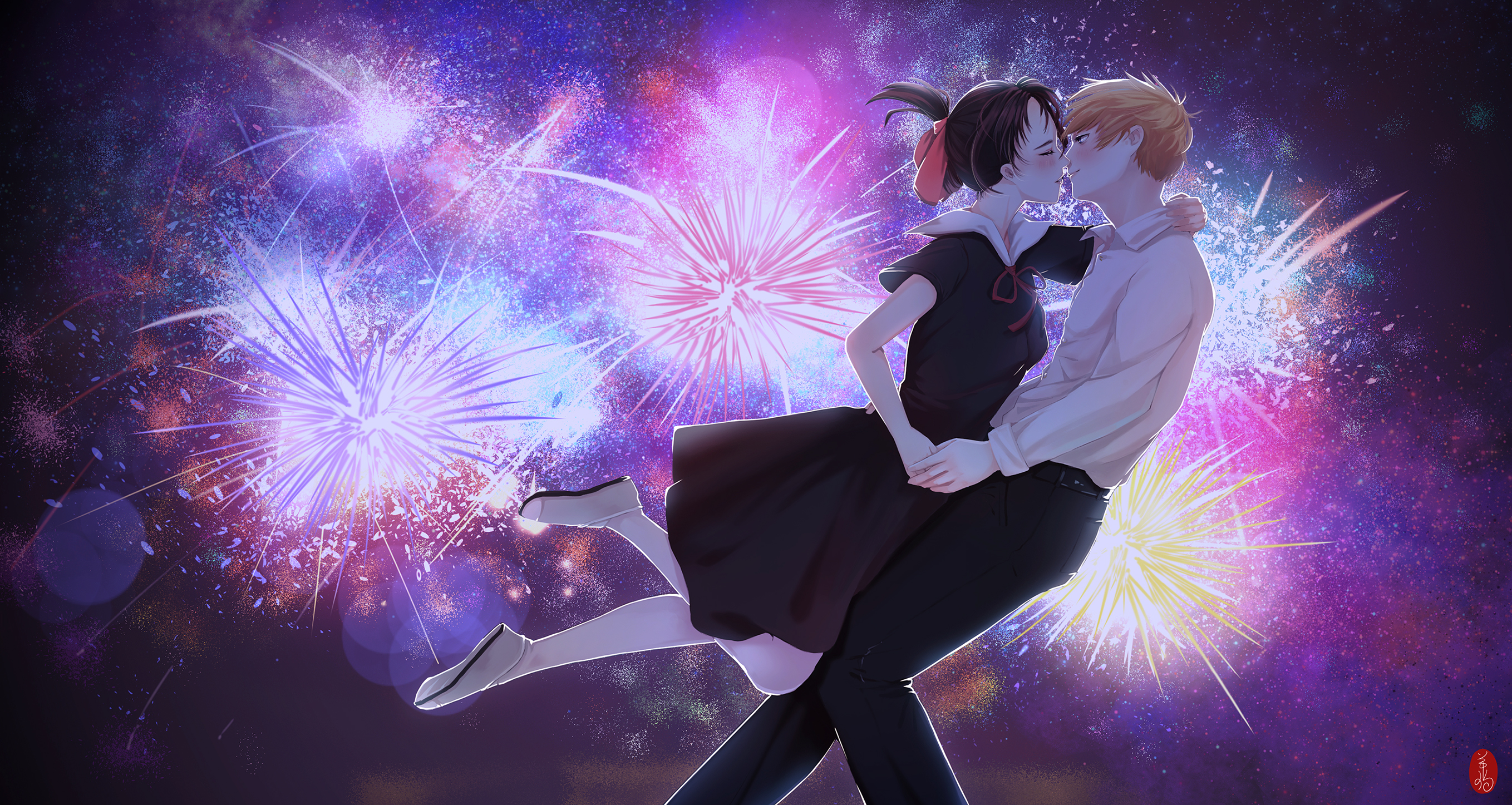anime, kaguya sama: love is war, fireworks, kaguya shinomiya, miyuki shirogane
