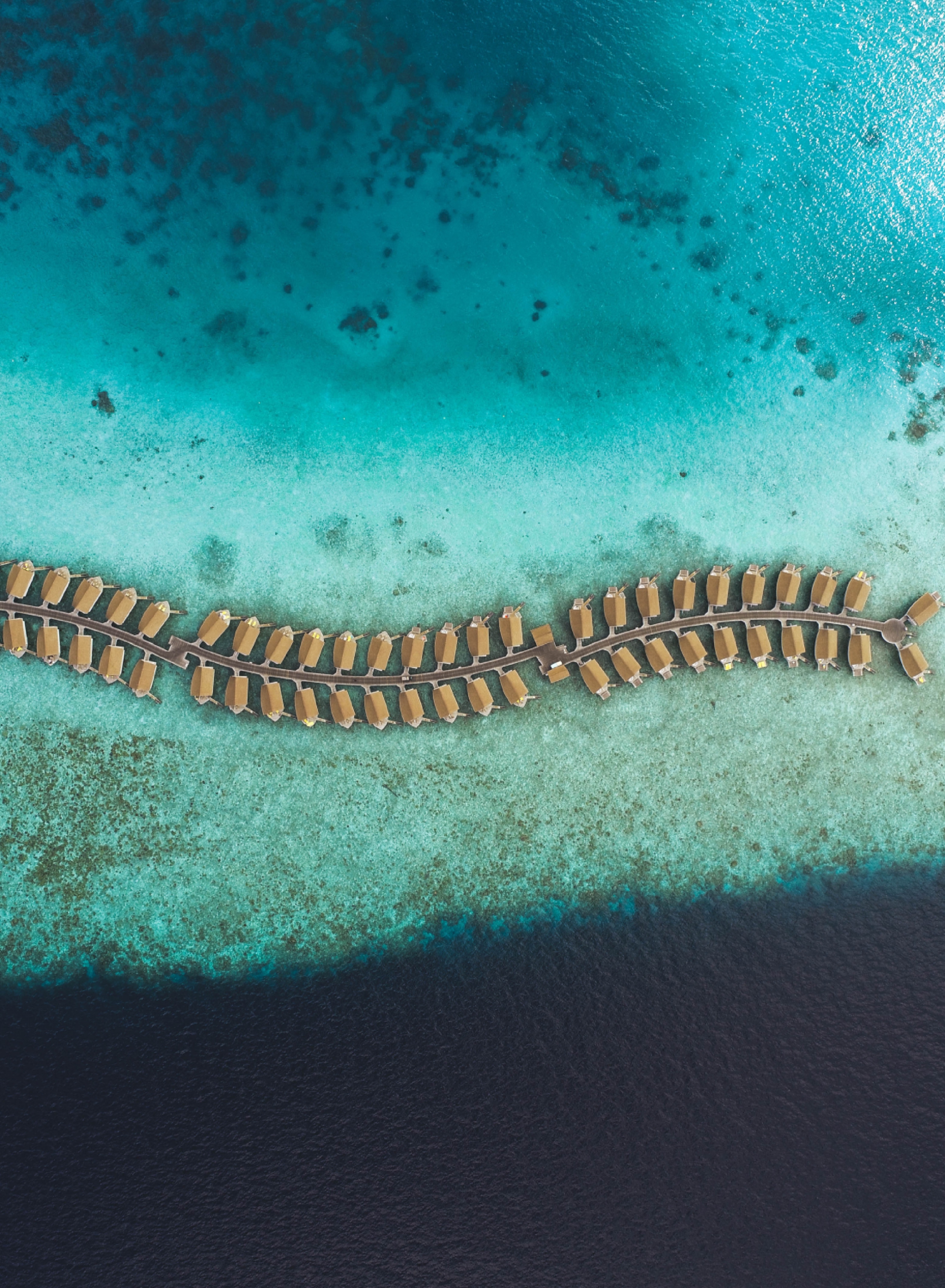 Laden Sie das Natur, Blick Von Oben, Ozean, Bungalow, Malediven-Bild kostenlos auf Ihren PC-Desktop herunter