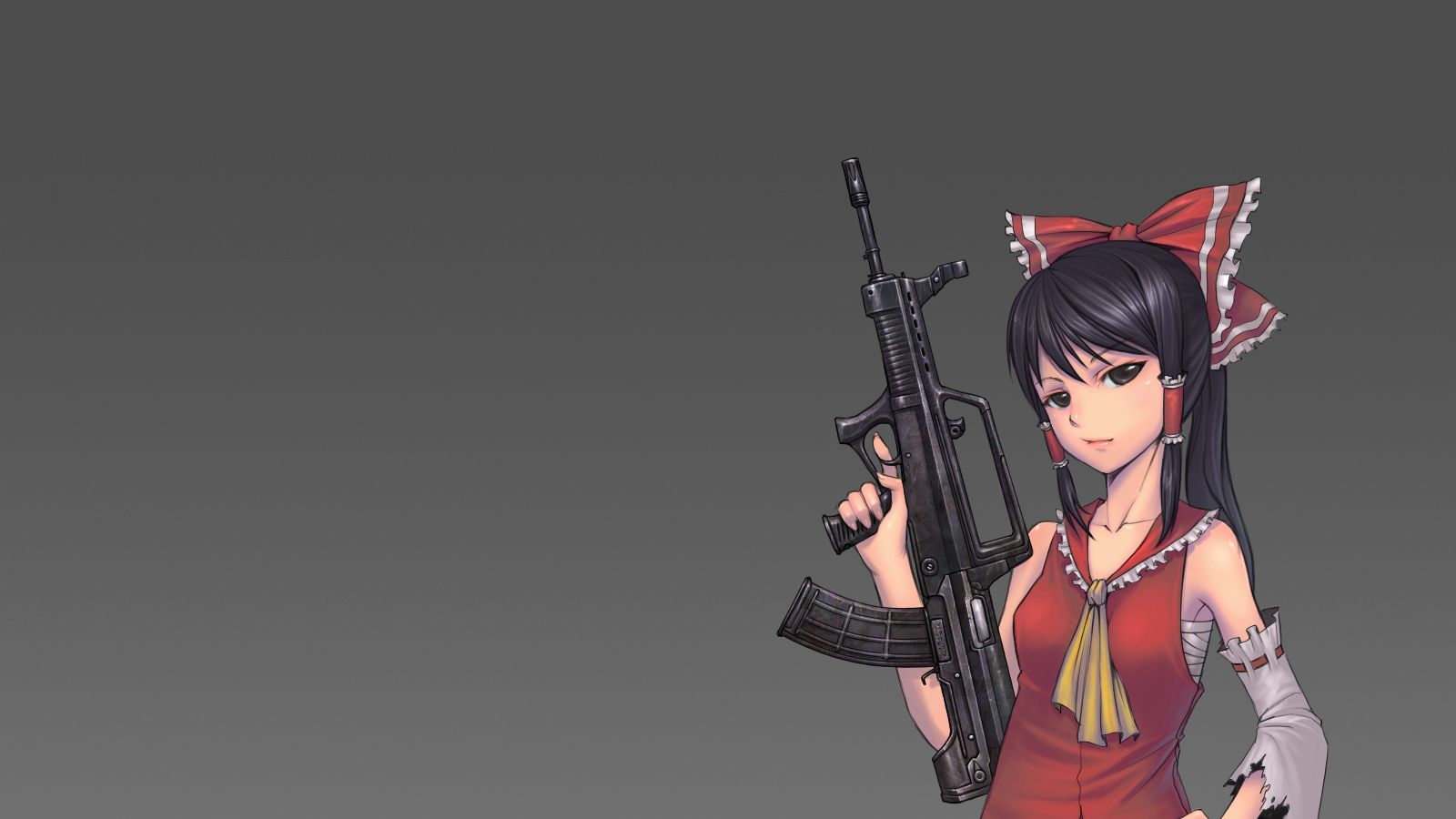 Download mobile wallpaper Anime, Gun, Touhou, Reimu Hakurei for free.