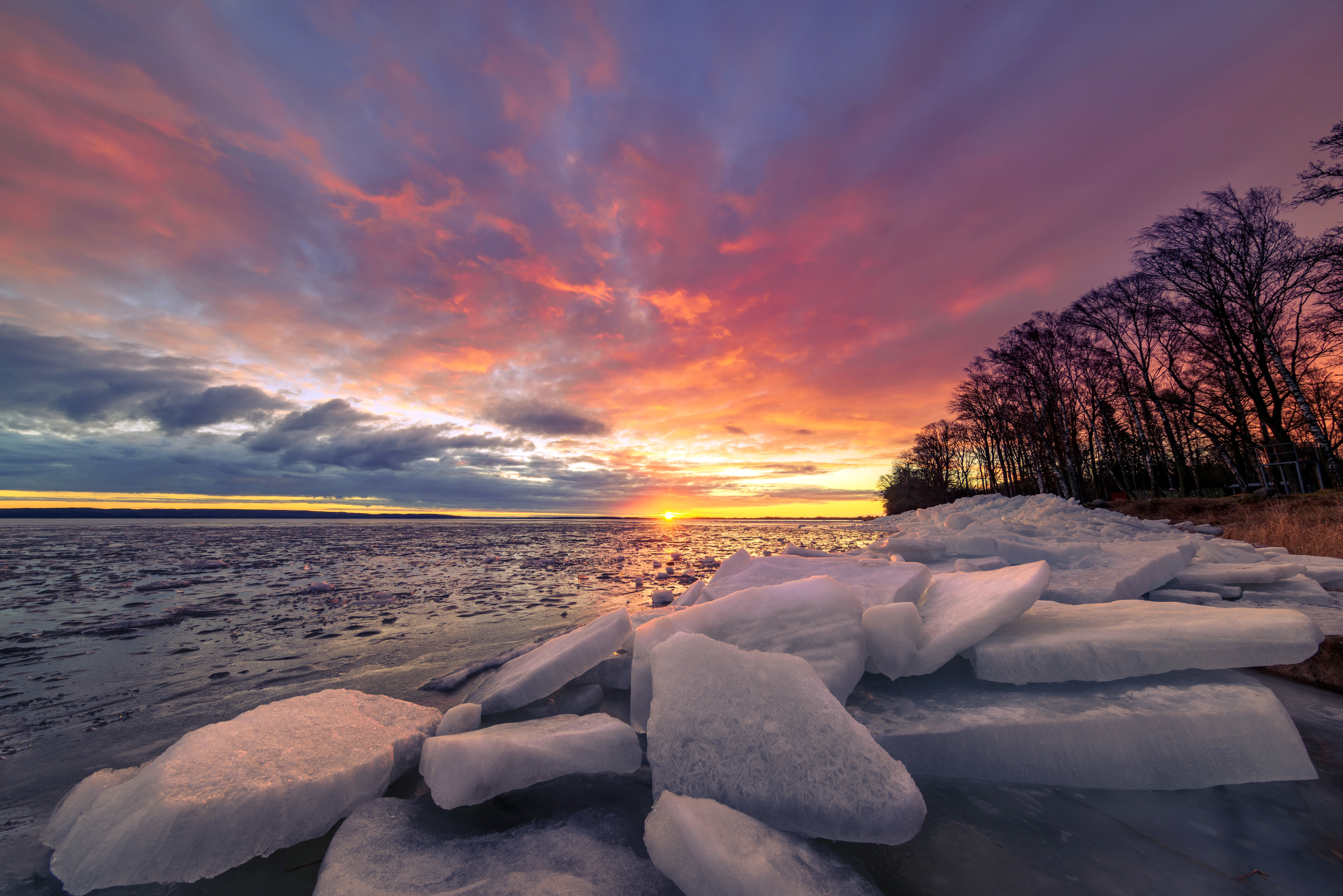 Descarga gratuita de fondo de pantalla para móvil de Naturaleza, Hielo, Horizonte, Atardecer, Tierra/naturaleza.