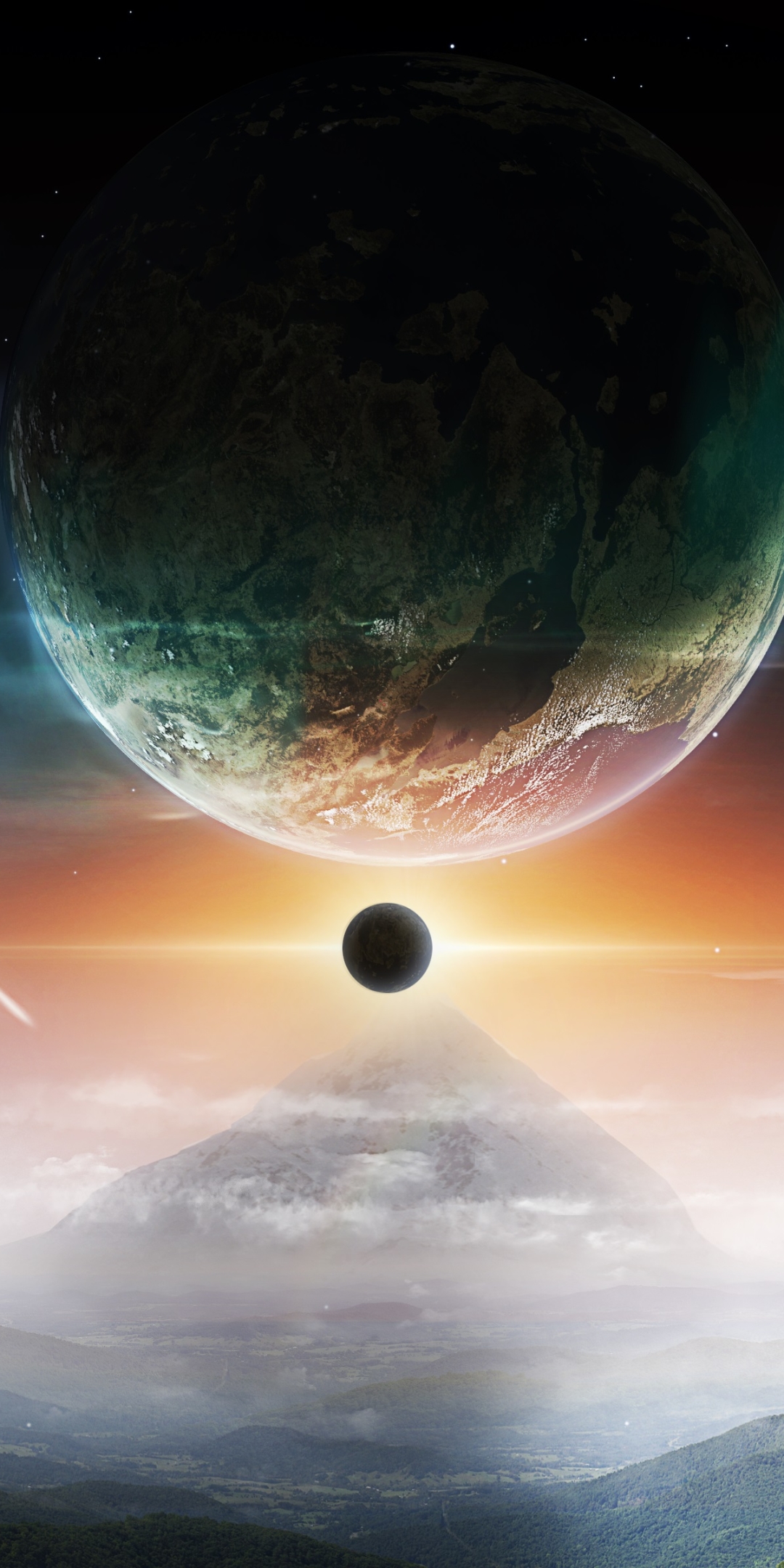 Download mobile wallpaper Landscape, Planet, Sci Fi, Eclipse for free.