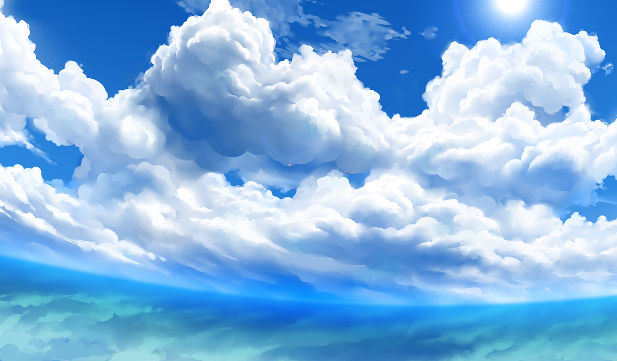 Handy-Wallpaper Wolke, Himmel, Animes kostenlos herunterladen.