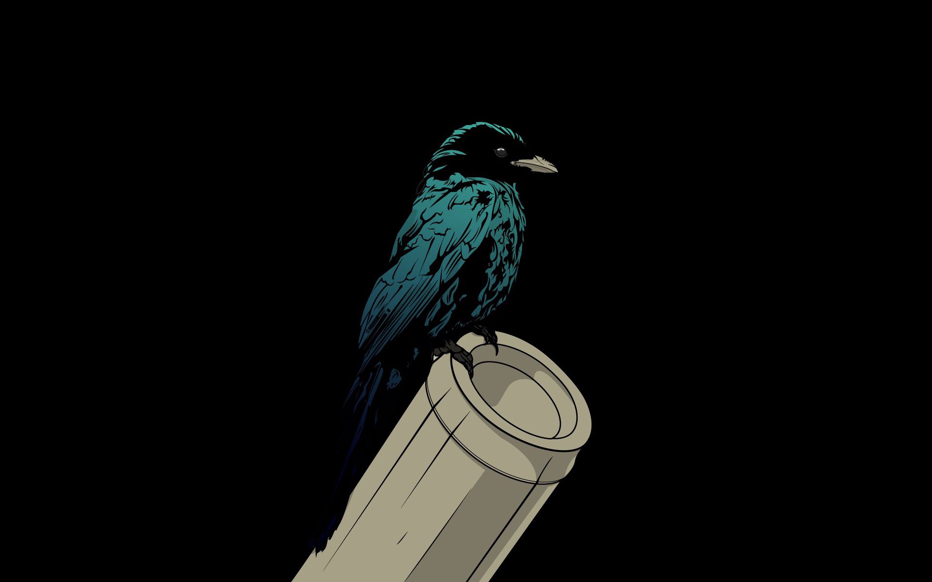 crow, vector, bird, trumpet, pipe Smartphone Background