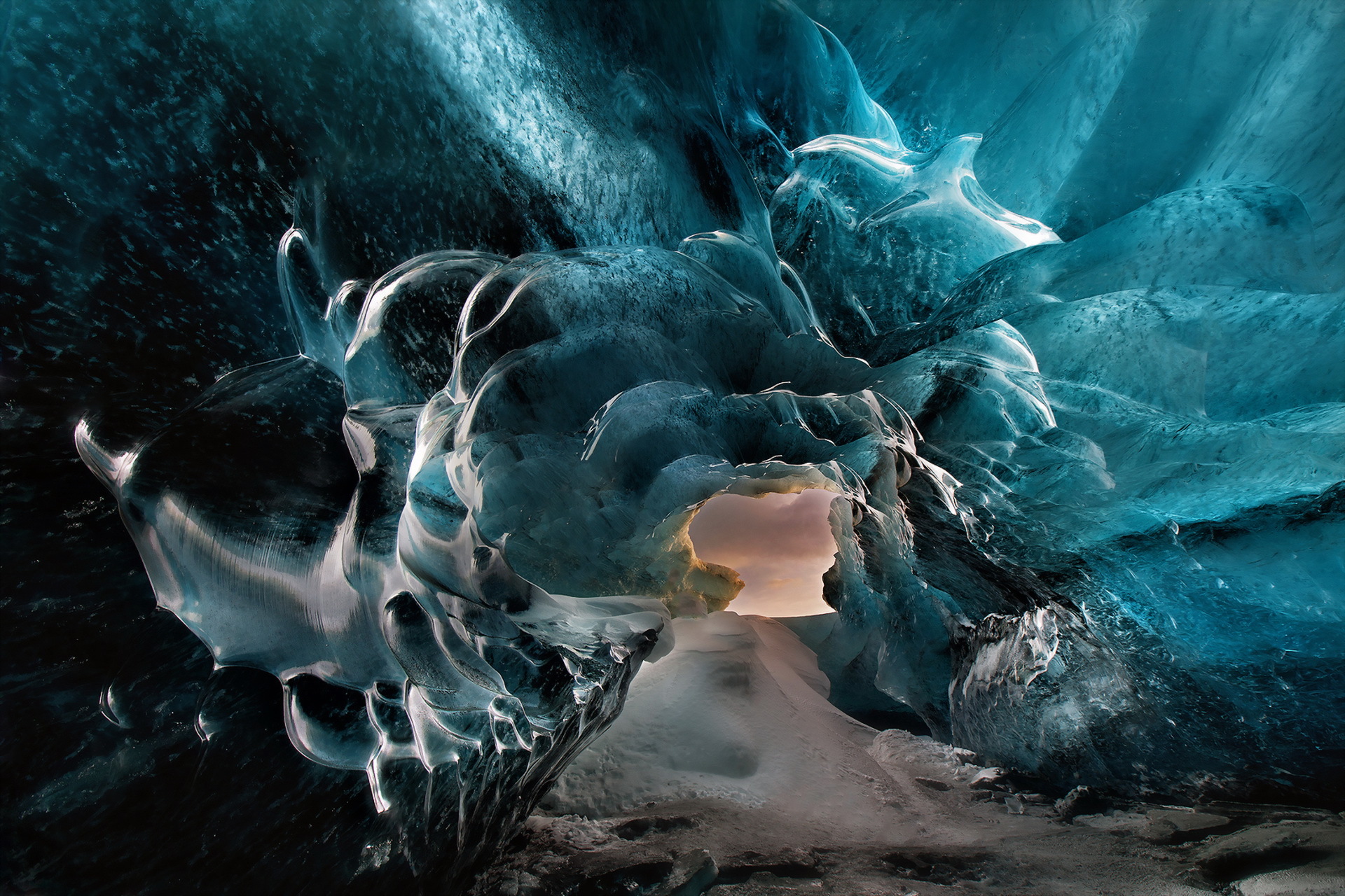 earth, ice cave, cave, ice, nature, winter