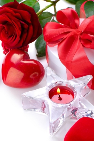 Téléchargez des papiers peints mobile Rose, Noël, Fleur, Vacances, Cadeau, Cœur, Décorations De Noël, Bougie, Coeur gratuitement.