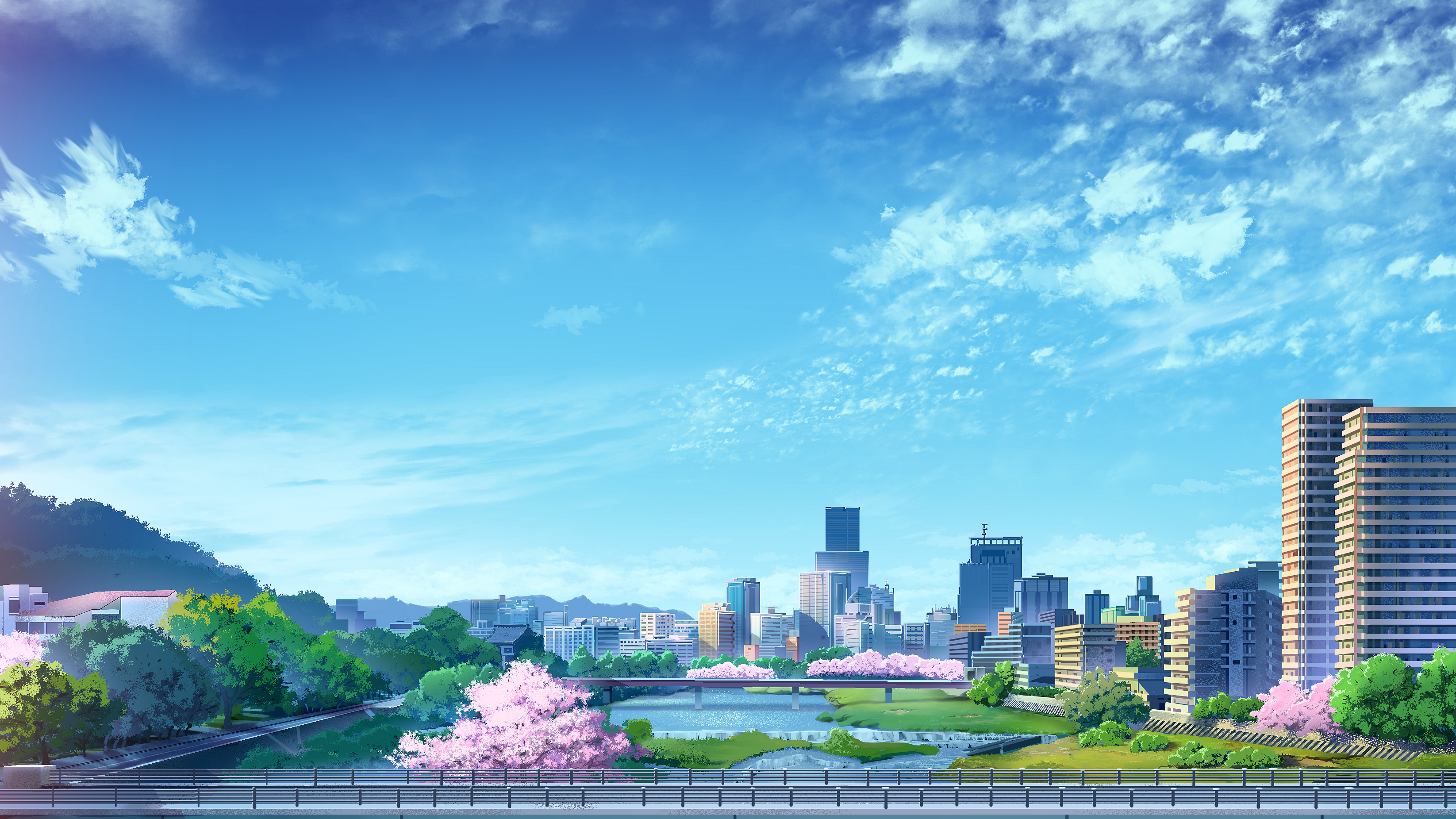 Free download wallpaper Anime, Sky, City, Building on your PC desktop