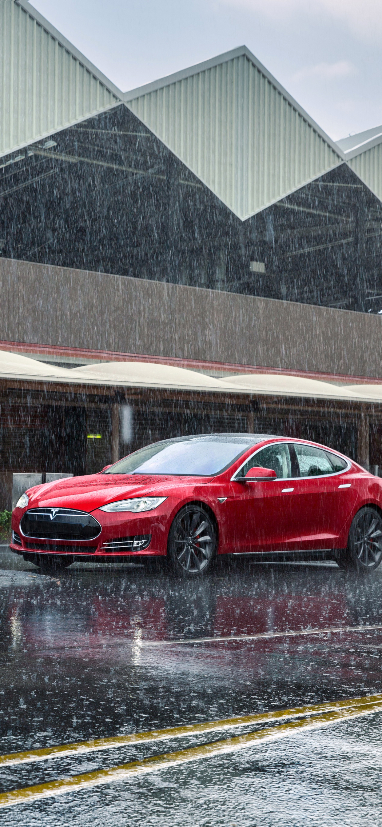 Download mobile wallpaper Rain, Car, Tesla Model S, Tesla Motors, Vehicles for free.