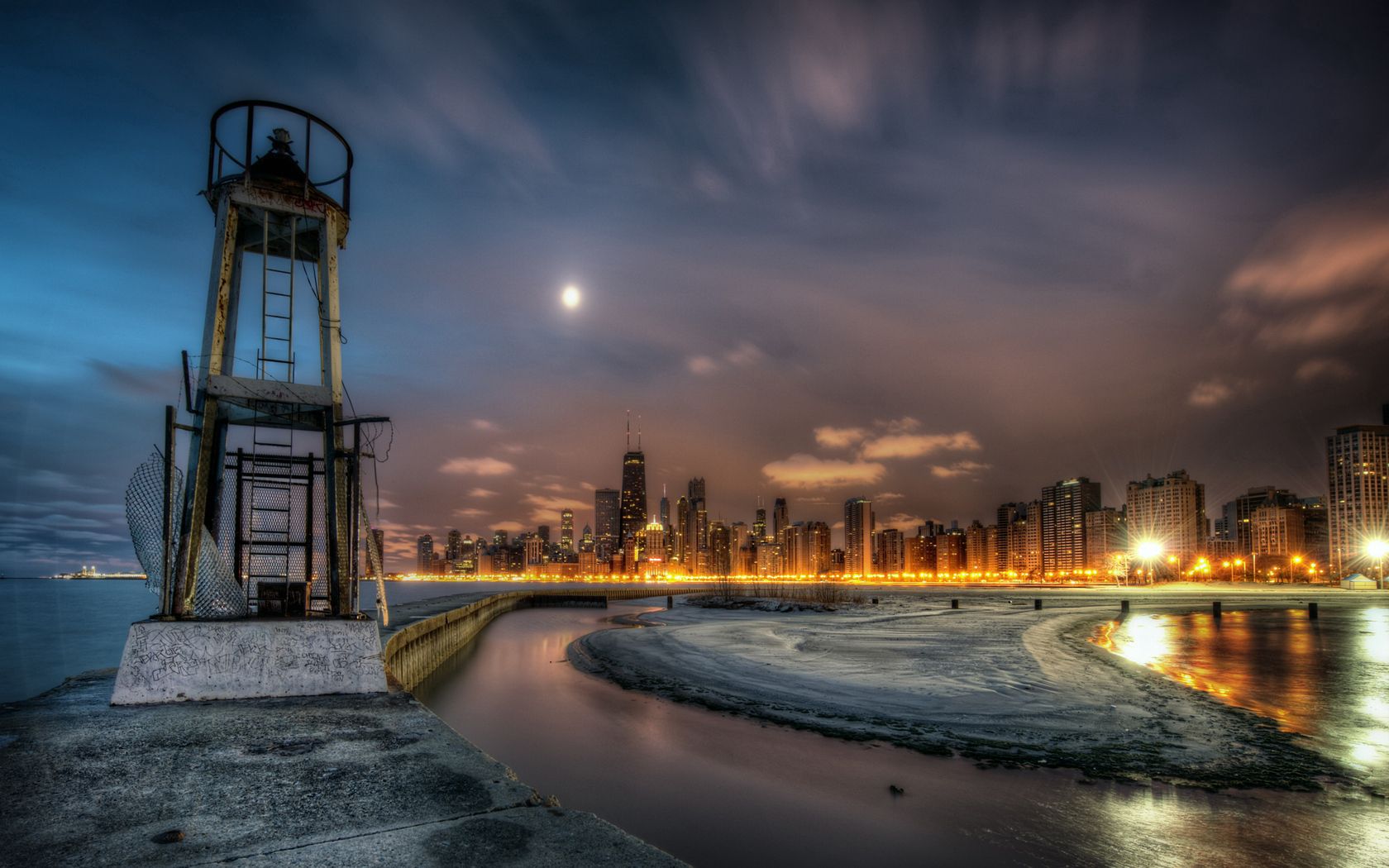 chicago, cities, building, shore, bank, lighthouse, hdr, illinois HD wallpaper