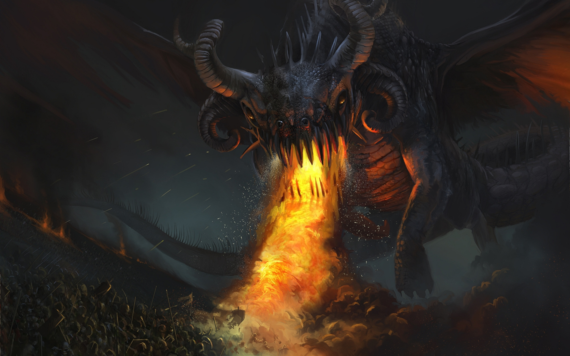 Download mobile wallpaper Fantasy, Fire, Flame, Dragon, Monster for free.