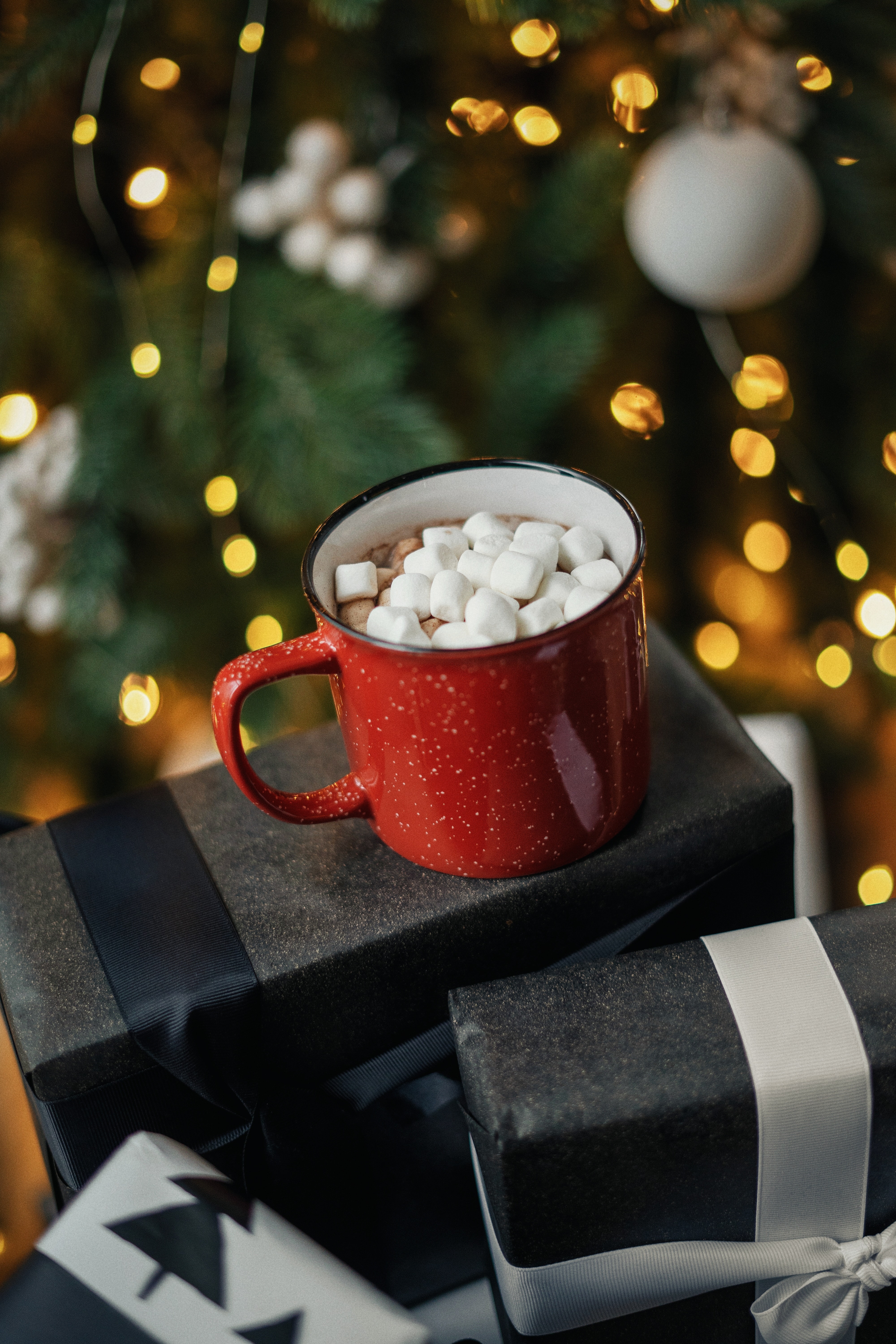cup, mug, holidays, holiday, marshmallow, zephyr, presents, gifts, boxes HD wallpaper