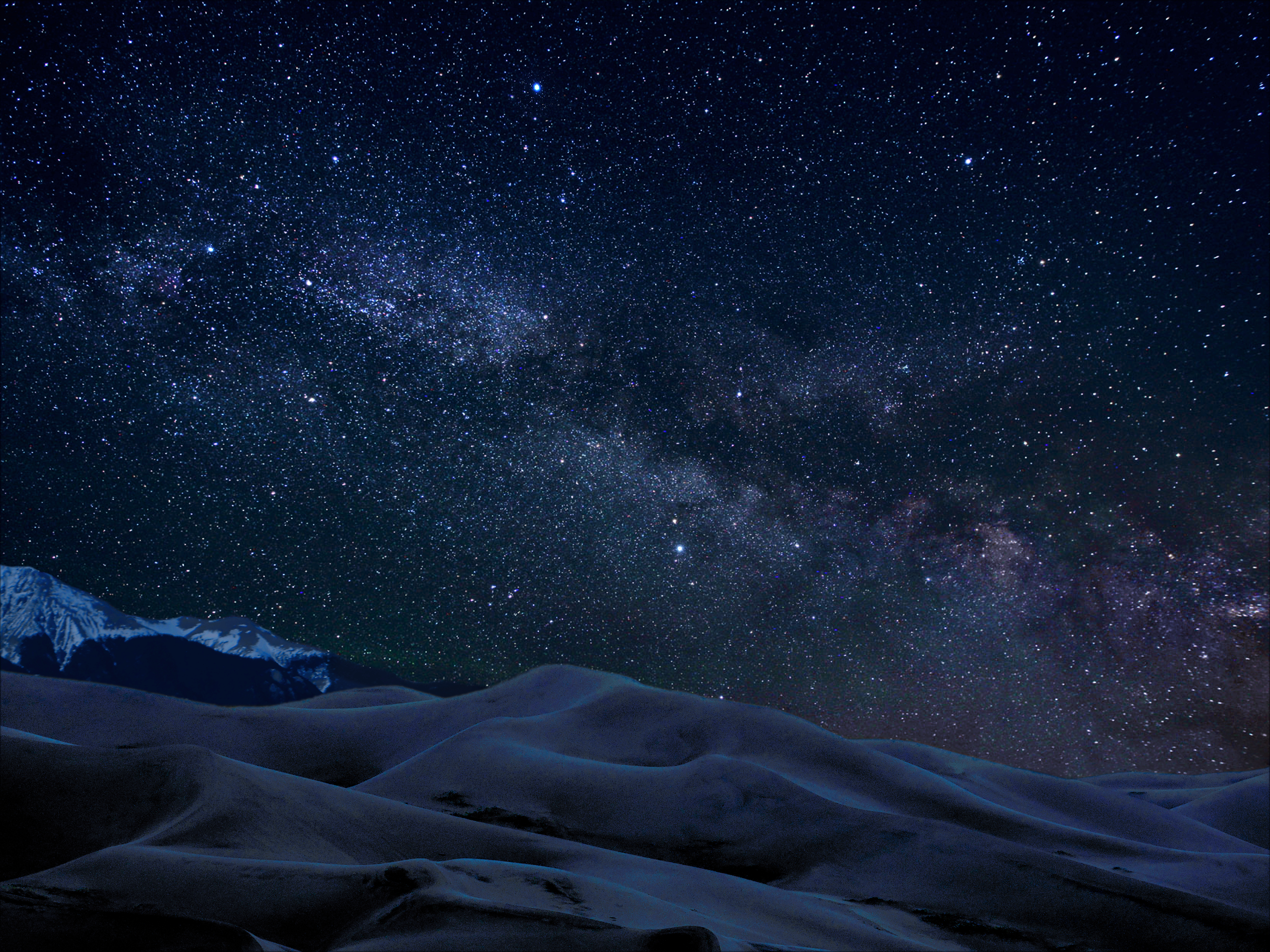 151663 скачать картинку звездное небо, темные, звезды, пустыня, холмы - обои и заставки бесплатно