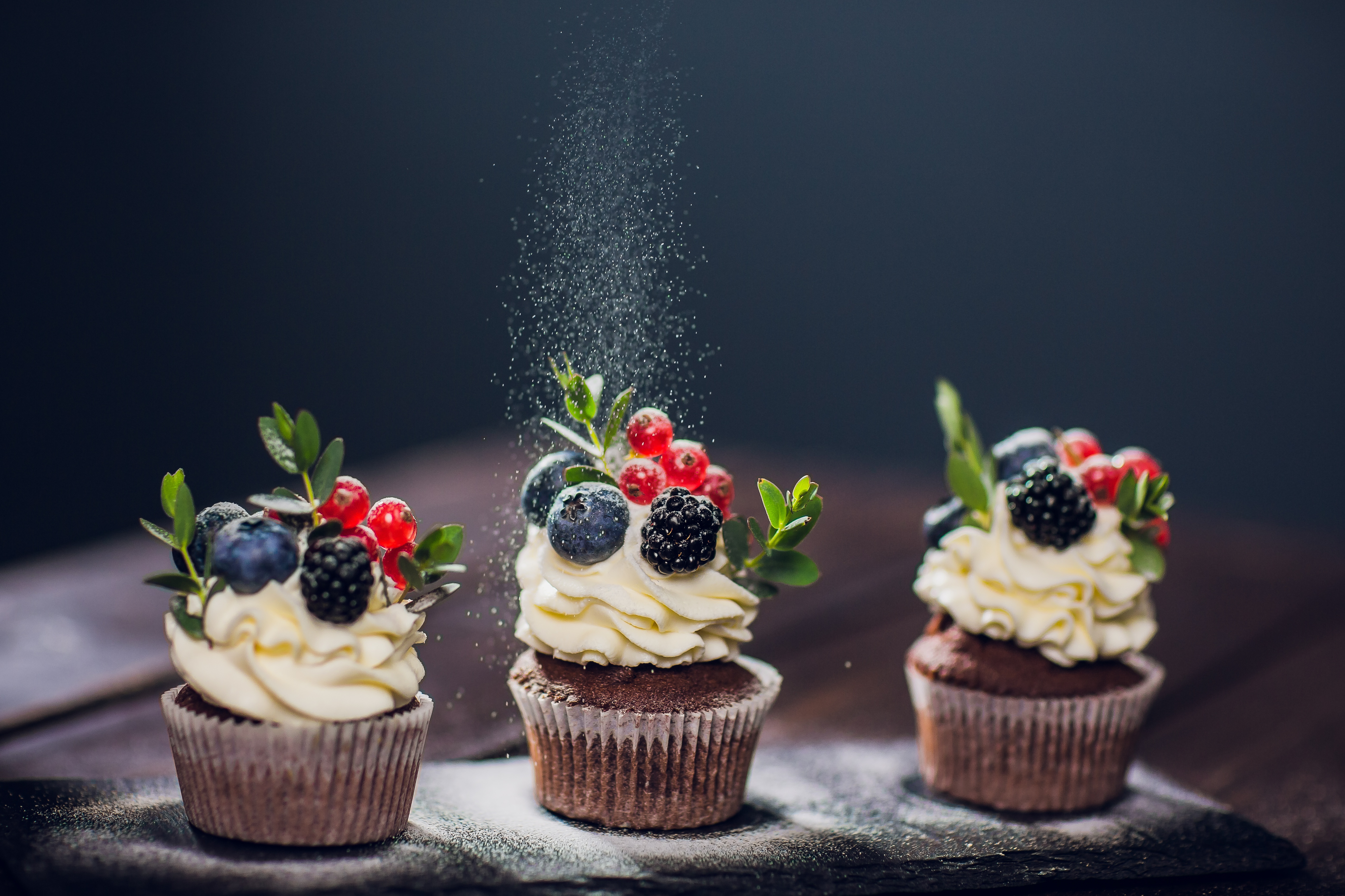 Download mobile wallpaper Food, Dessert, Still Life, Cream, Berry, Cupcake for free.