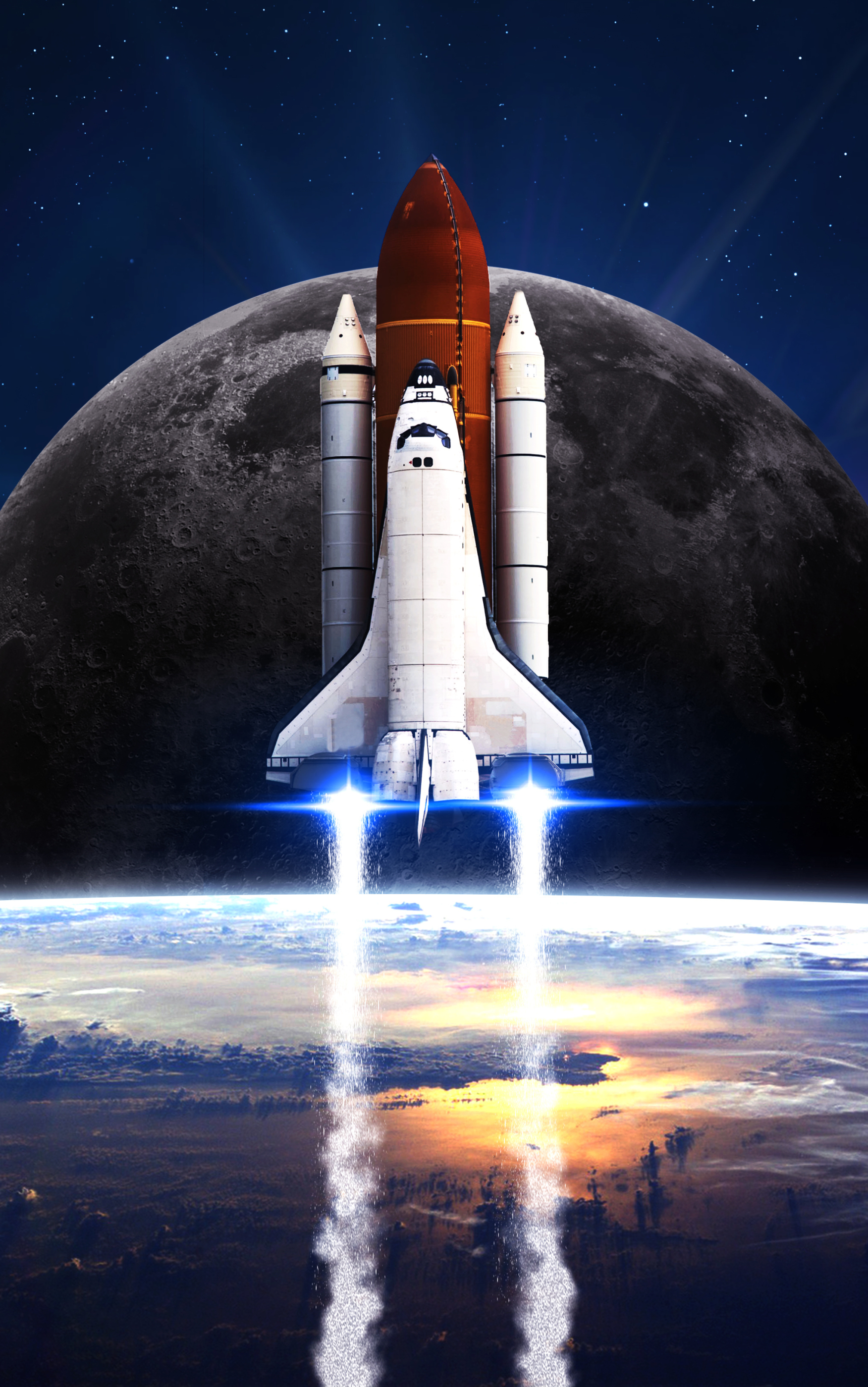 Laden Sie das Mond, Platz, Science Fiction, Weltraum, Fahrzeuge, Raumfähre, Space Shuttles-Bild kostenlos auf Ihren PC-Desktop herunter