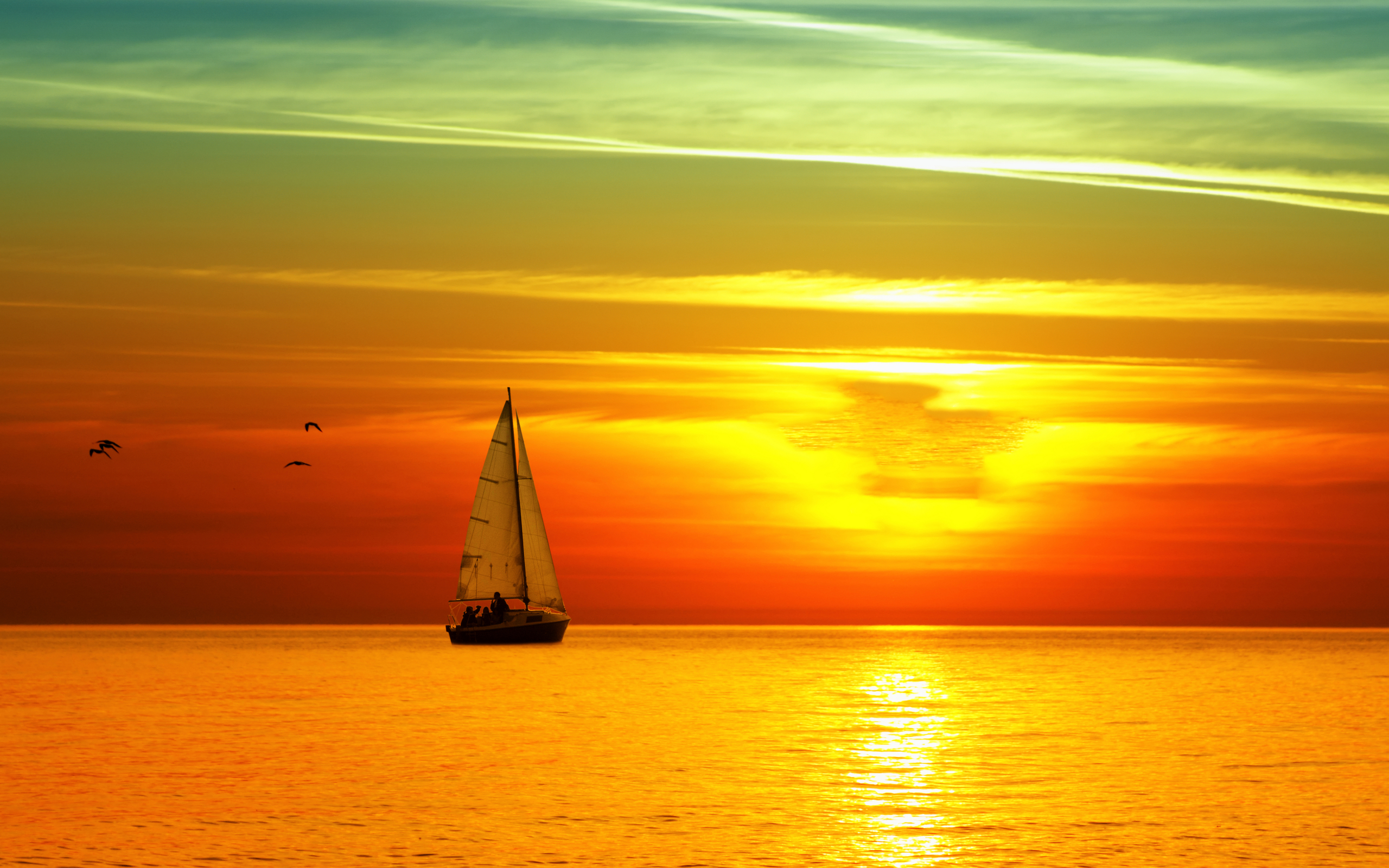Скачать картинку Море, Лодка, Земля/природа, Закат Солнца в телефон бесплатно.