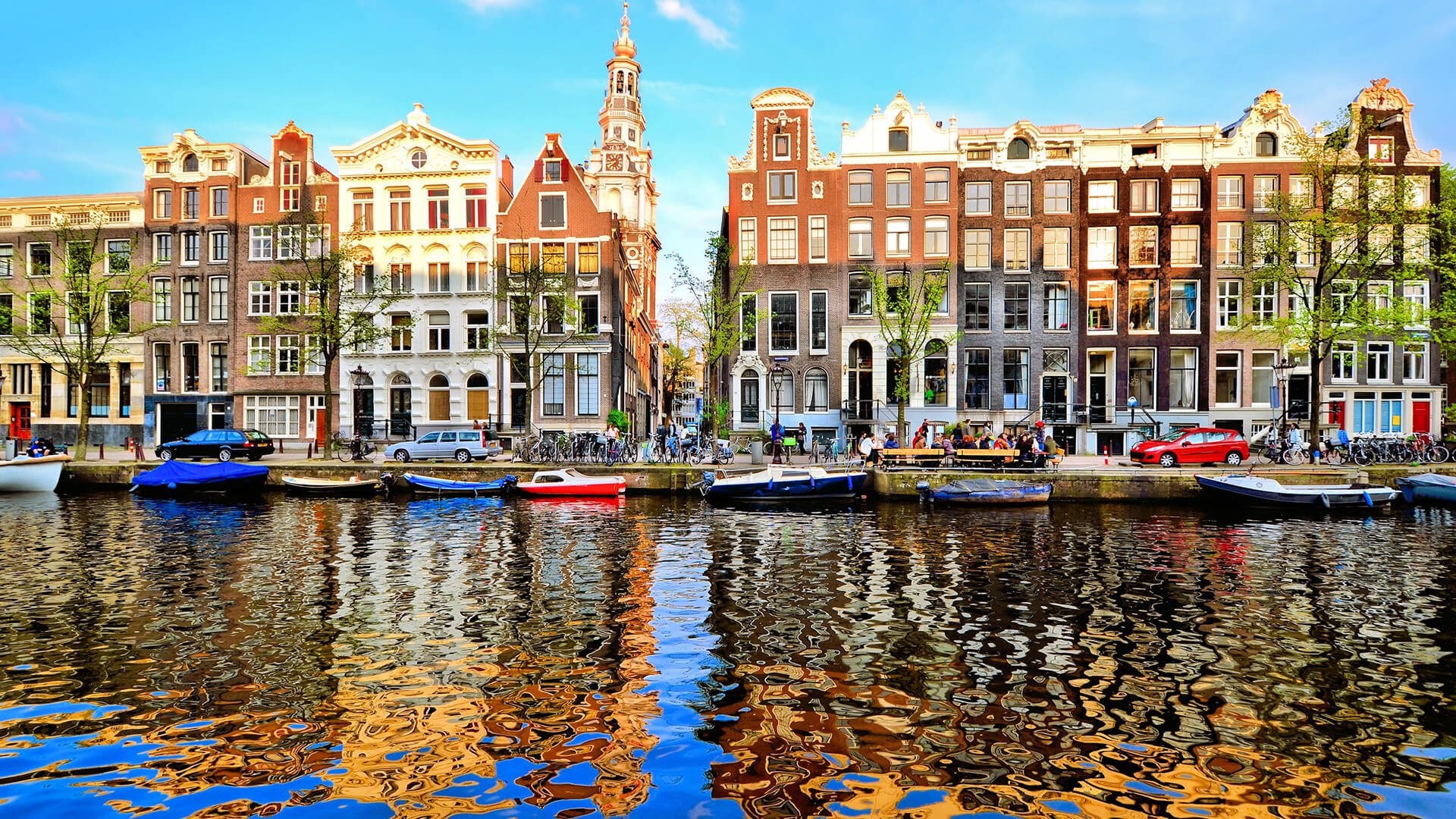 424408壁紙のダウンロードマンメイド, アムステルダム, ボート, 運河, 家, オランダ, 都市-スクリーンセーバーと写真を無料で