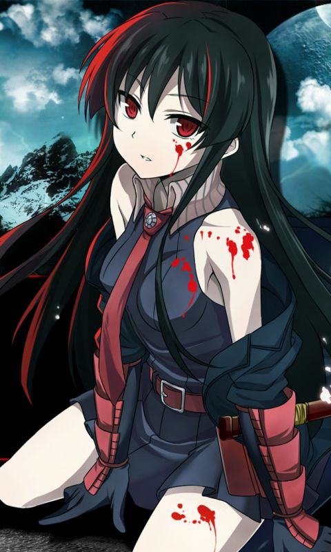 Download mobile wallpaper Anime, Moon, Blood, Akame (Akame Ga Kill!), Akame Ga Kill! for free.