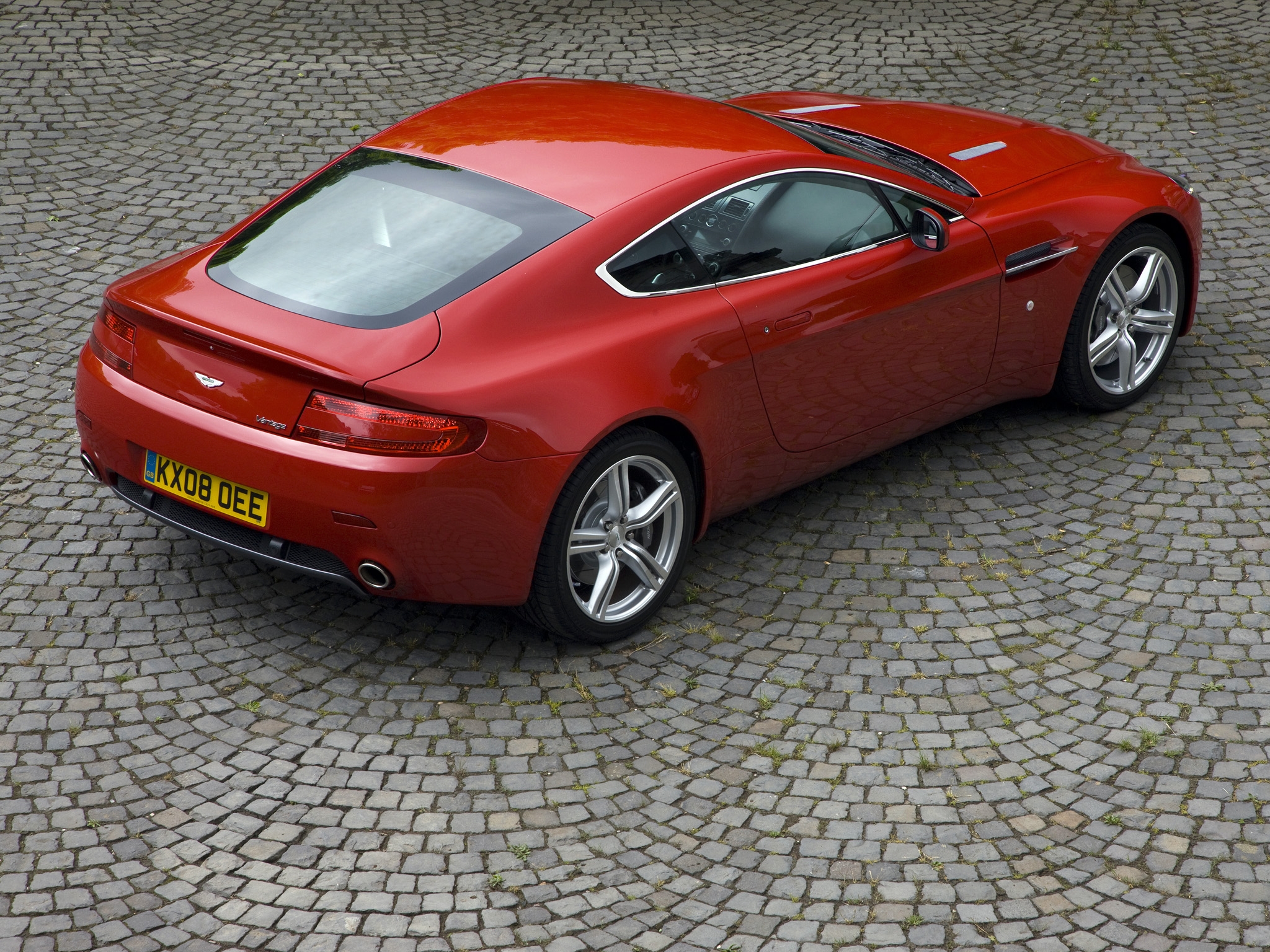 aston martin, cars, red, view from above, style, 2008, v8, vantage