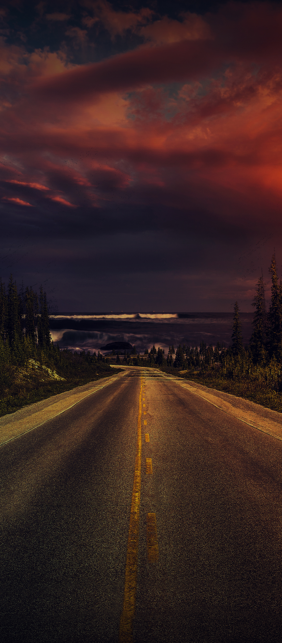 Download mobile wallpaper Sunset, Horizon, Road, Man Made for free.