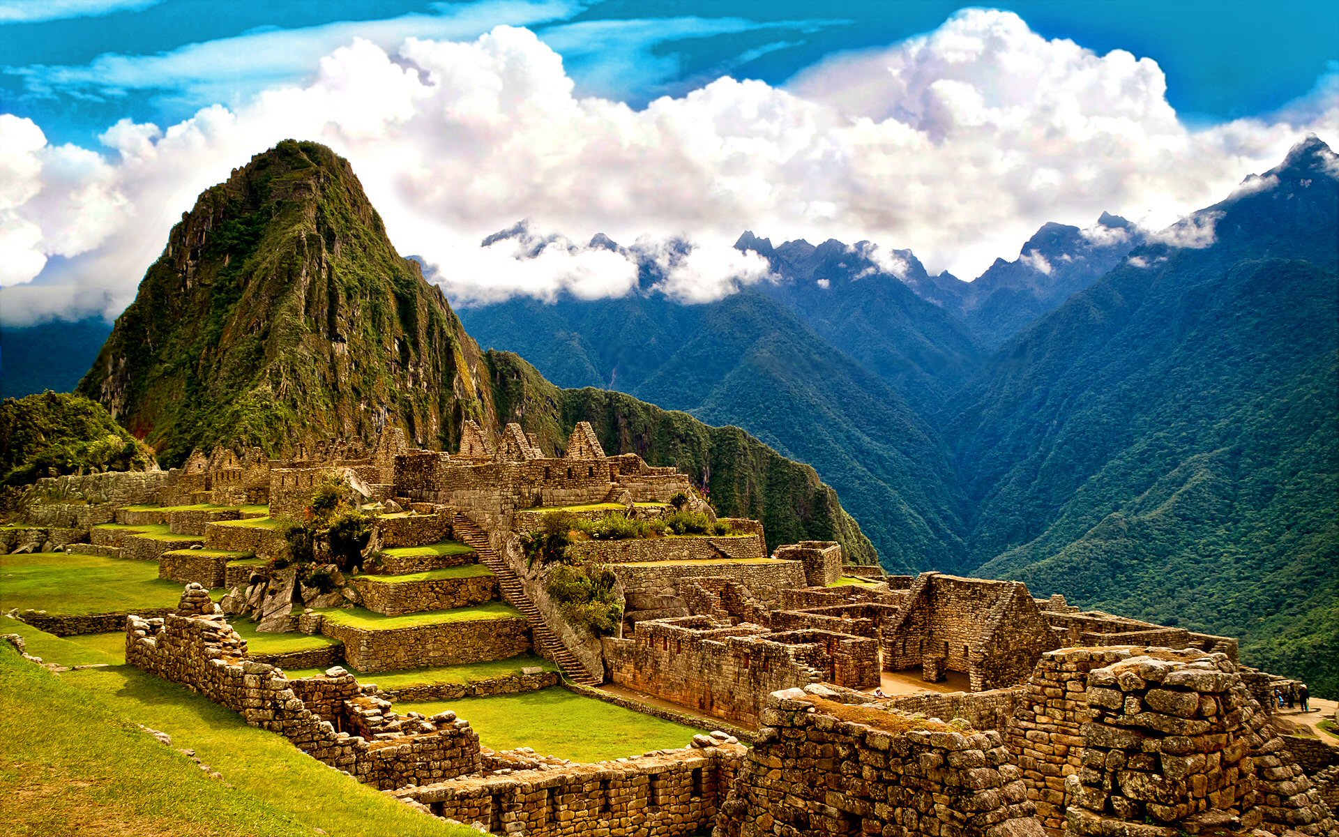 269863 descargar fondo de pantalla machu picchu, hecho por el hombre, nube, inca, montaña, ruina, soleado, monumentos: protectores de pantalla e imágenes gratis