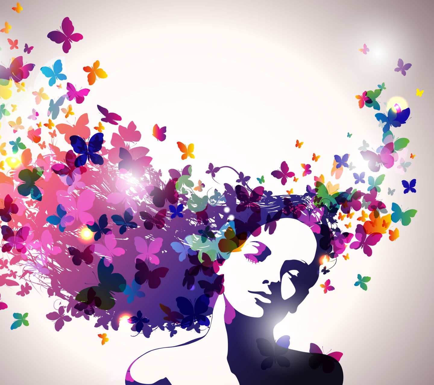 Free download wallpaper Colors, Butterfly, Colorful, Hair, Artistic, Women on your PC desktop