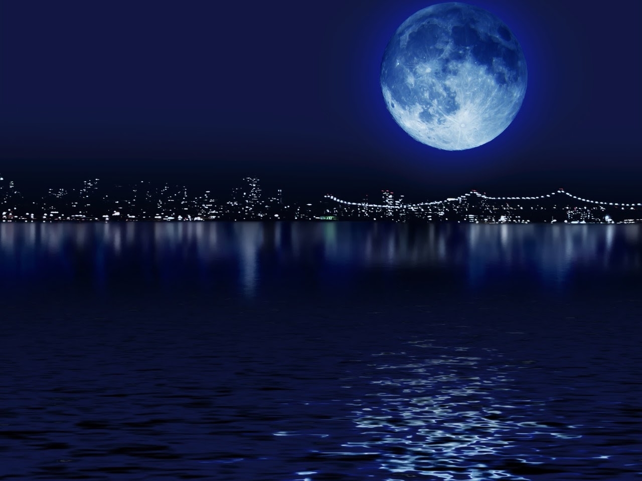 Download mobile wallpaper Landscape, Sea, Night, Moon for free.