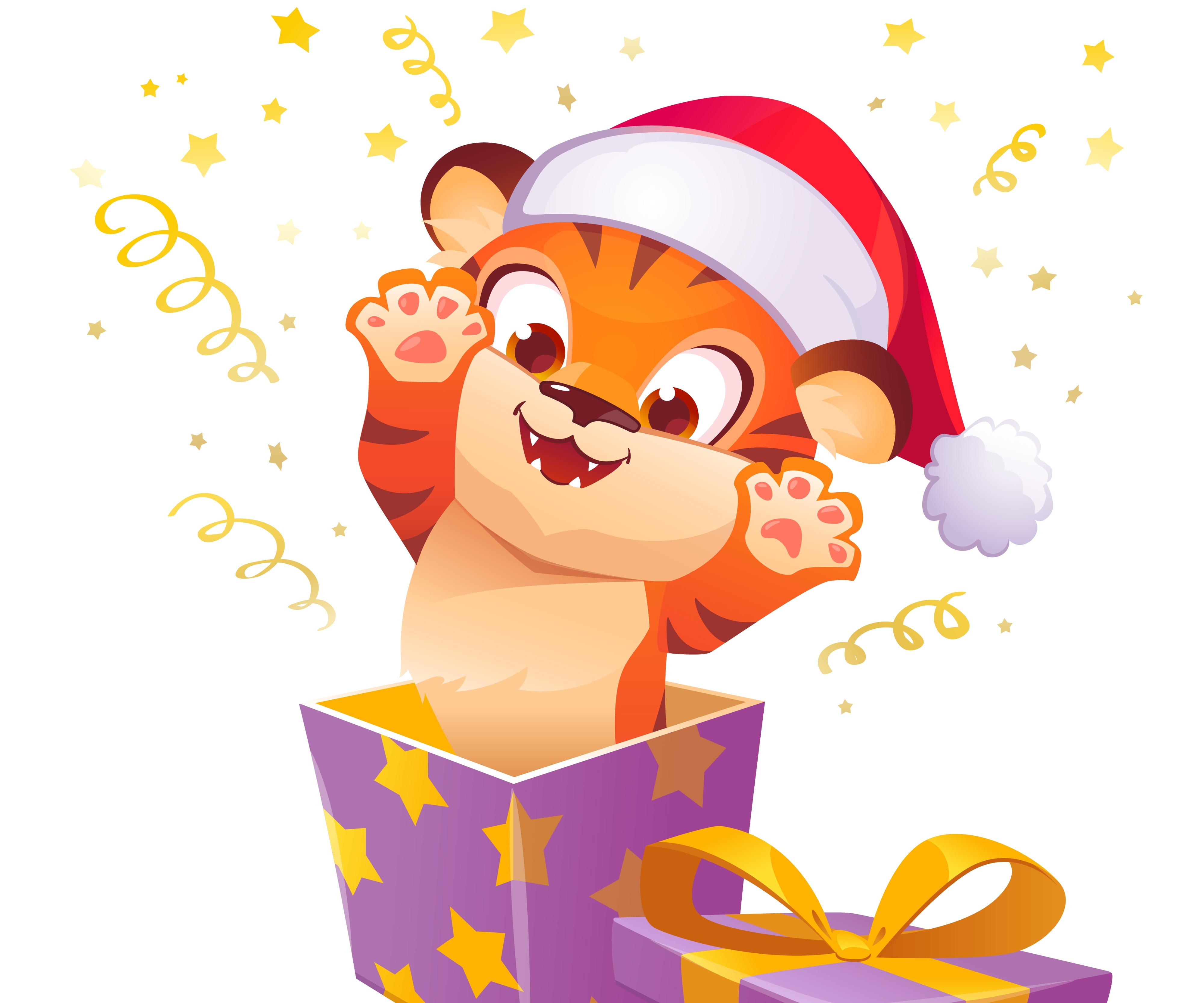 Baixar papel de parede para celular de Ano Novo Chinês, Feriados, Gorro Do Papai Noel, Ano Do Tigre gratuito.