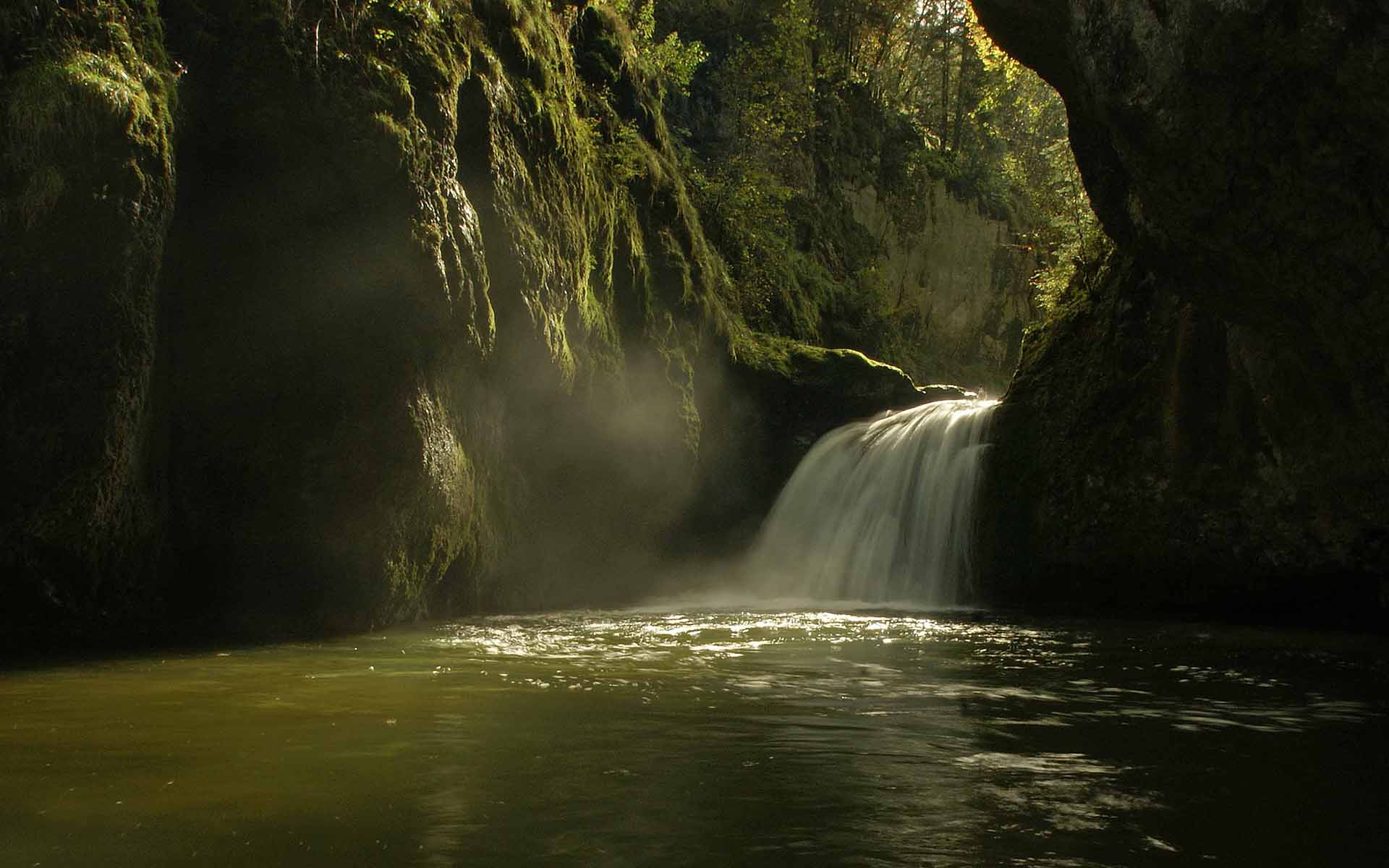 Free download wallpaper Waterfall, Earth, Cave on your PC desktop