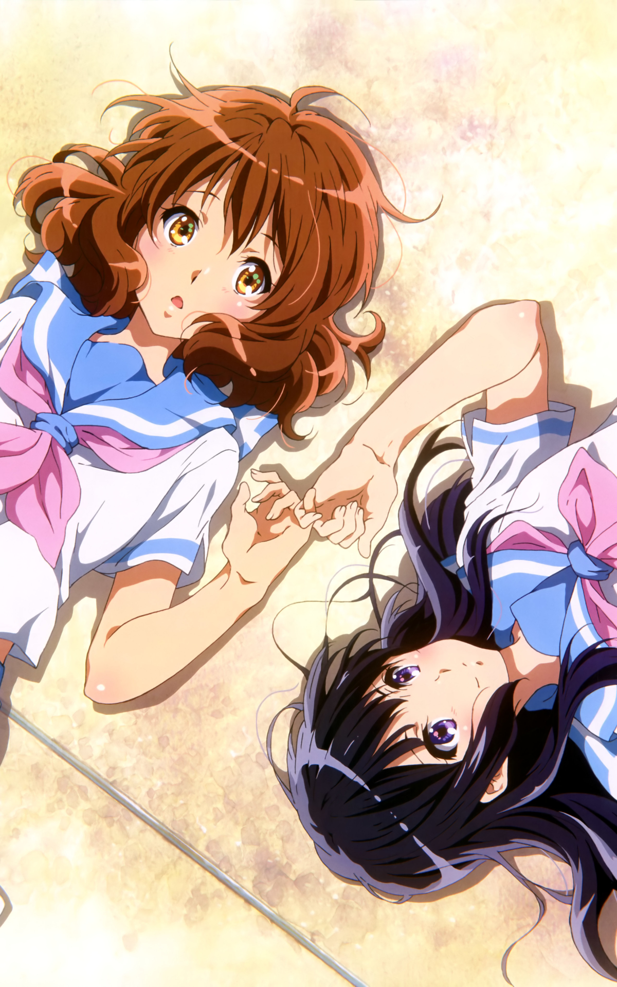 Download mobile wallpaper Anime, School Uniform, Brown Eyes, Brown Hair, Short Hair, Kumiko Oumae, Reina Kousaka, Sound! Euphonium for free.